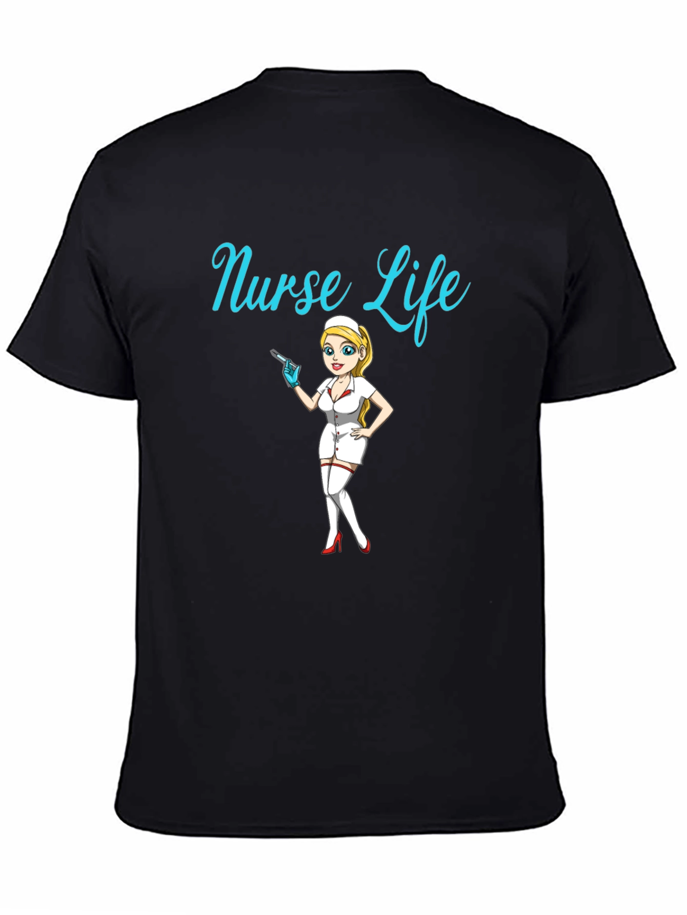 Black Nurse Life Black Graphic Tee view 4