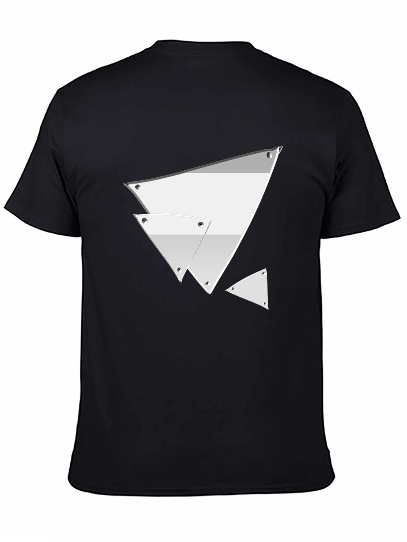 Black Modern Geometric Triangle Graphic Tee - Black view 4