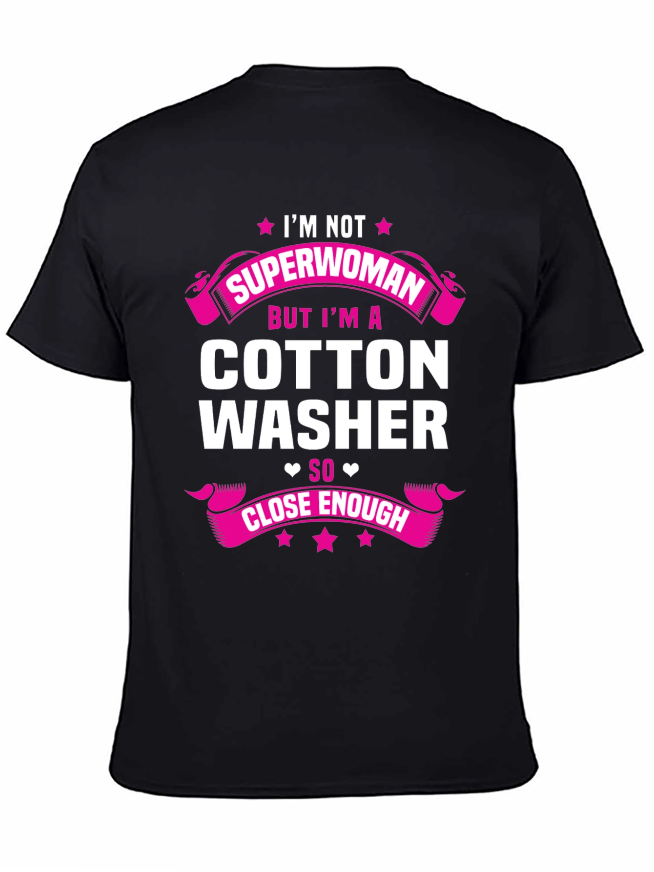 Black Cotton Washer T-Shirt - Superwoman Close Enough view 4