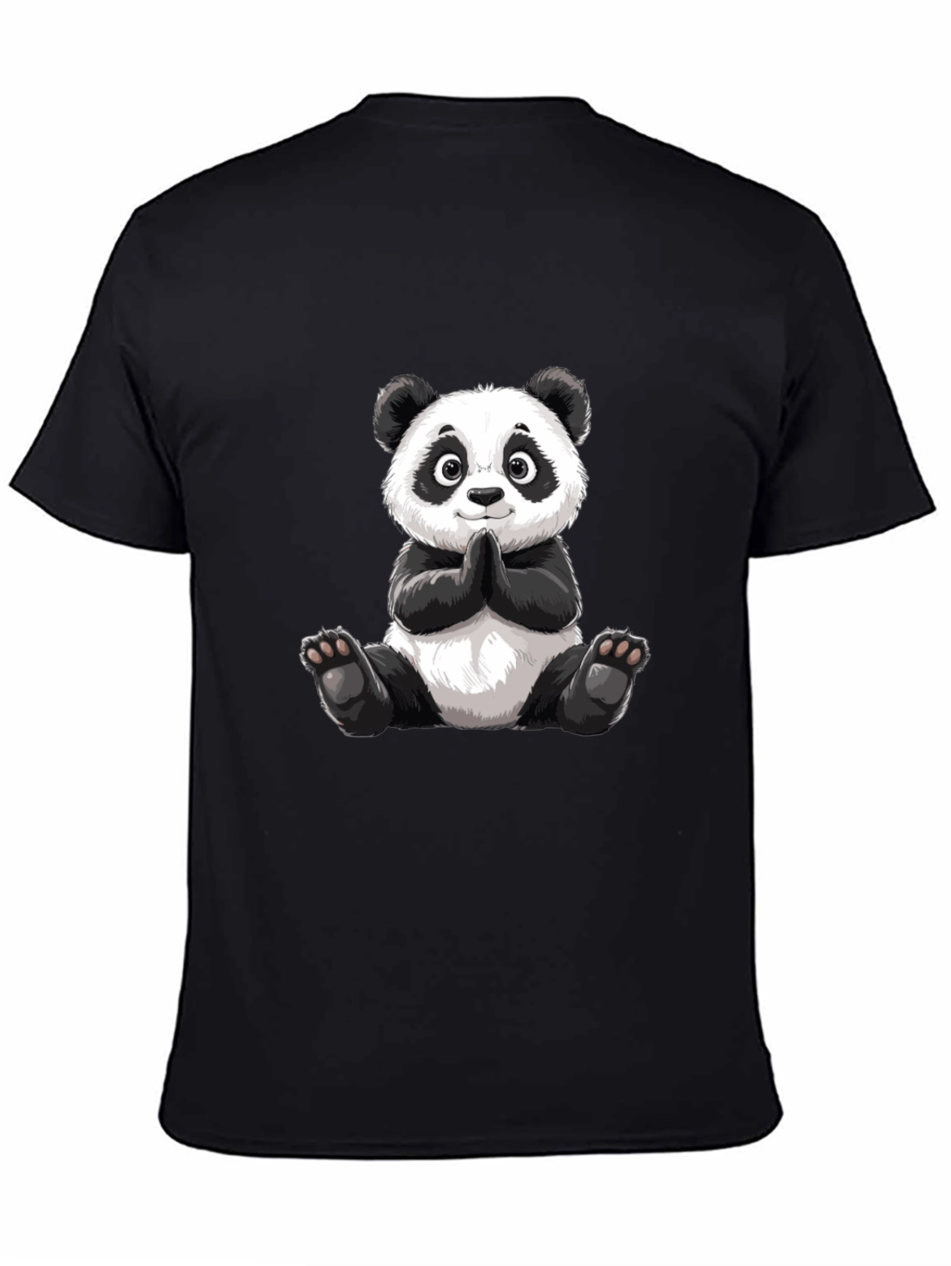 Black Cute Panda Graphic Tee - Soft Cotton Blend view 4