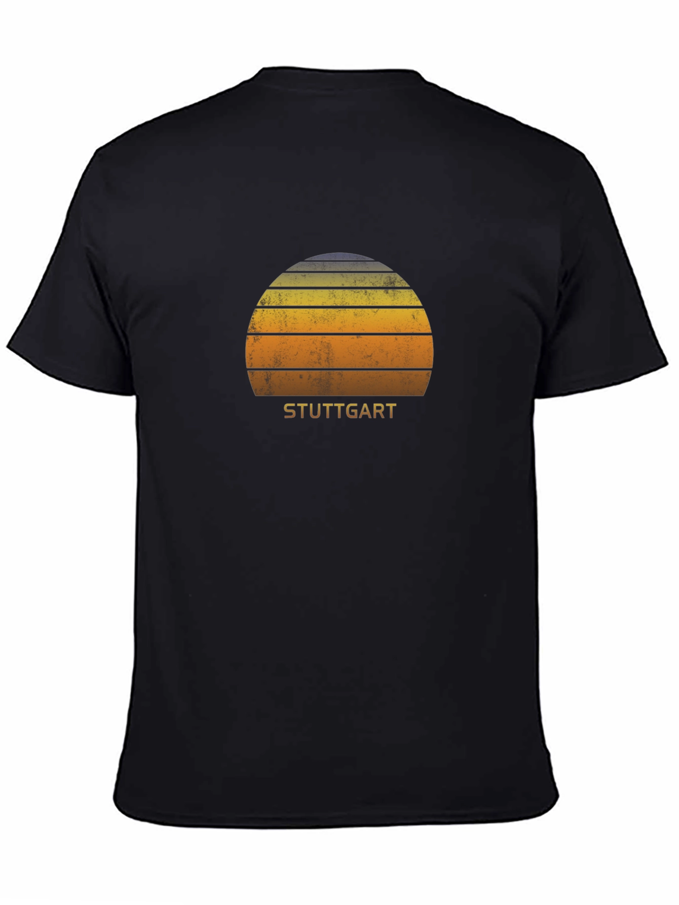 Black Stuttgart Sunset Retro T-Shirt view 4