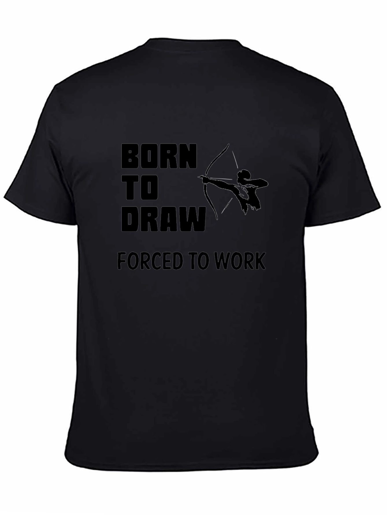 Black Born To Draw T-Shirt - Archer Design, Comfortable Fit view 4