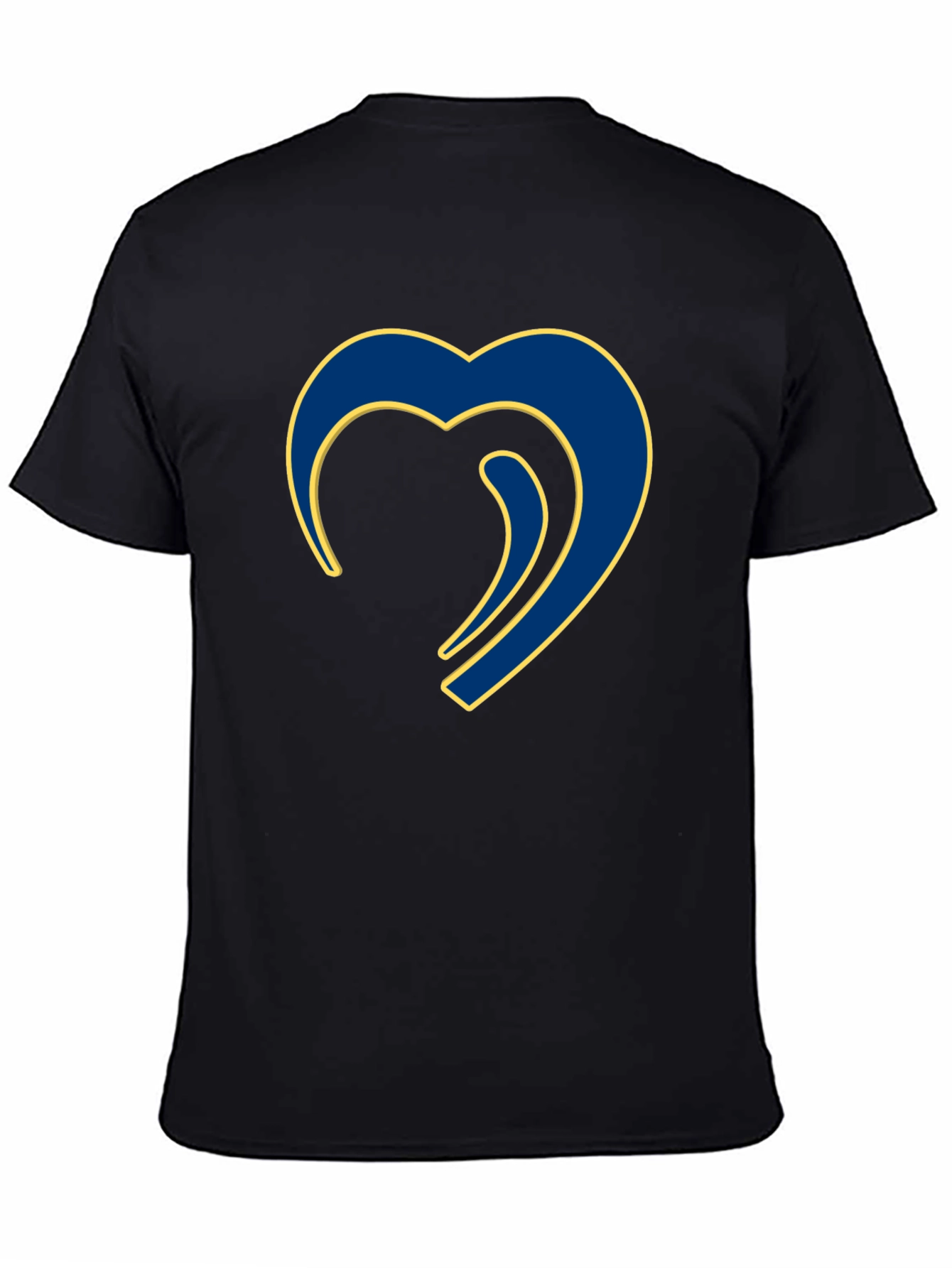 Black Stylish Blue Heart Graphic Black T-Shirt view 4