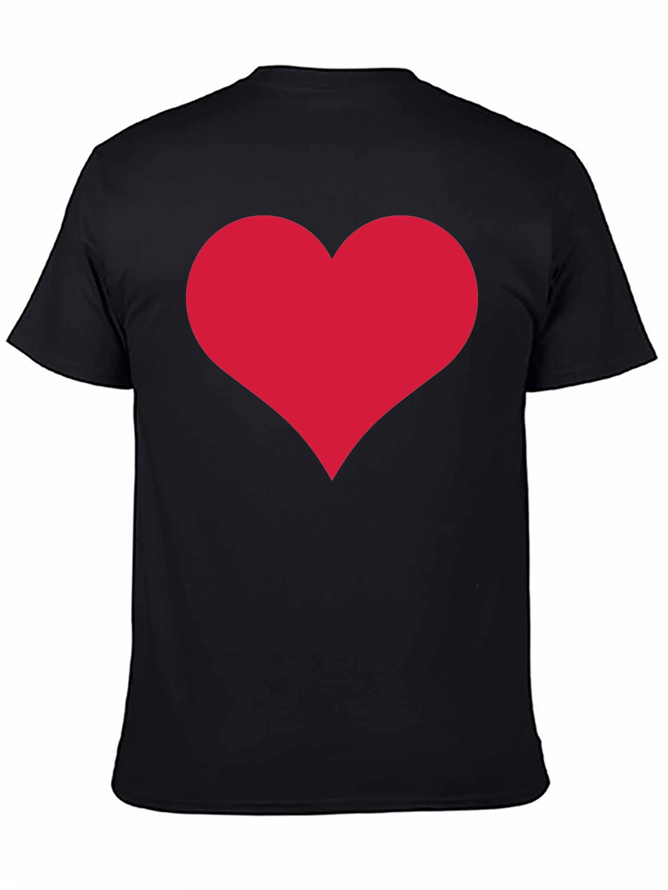 Black Red Heart Print Black Crew Neck T-Shirt view 4