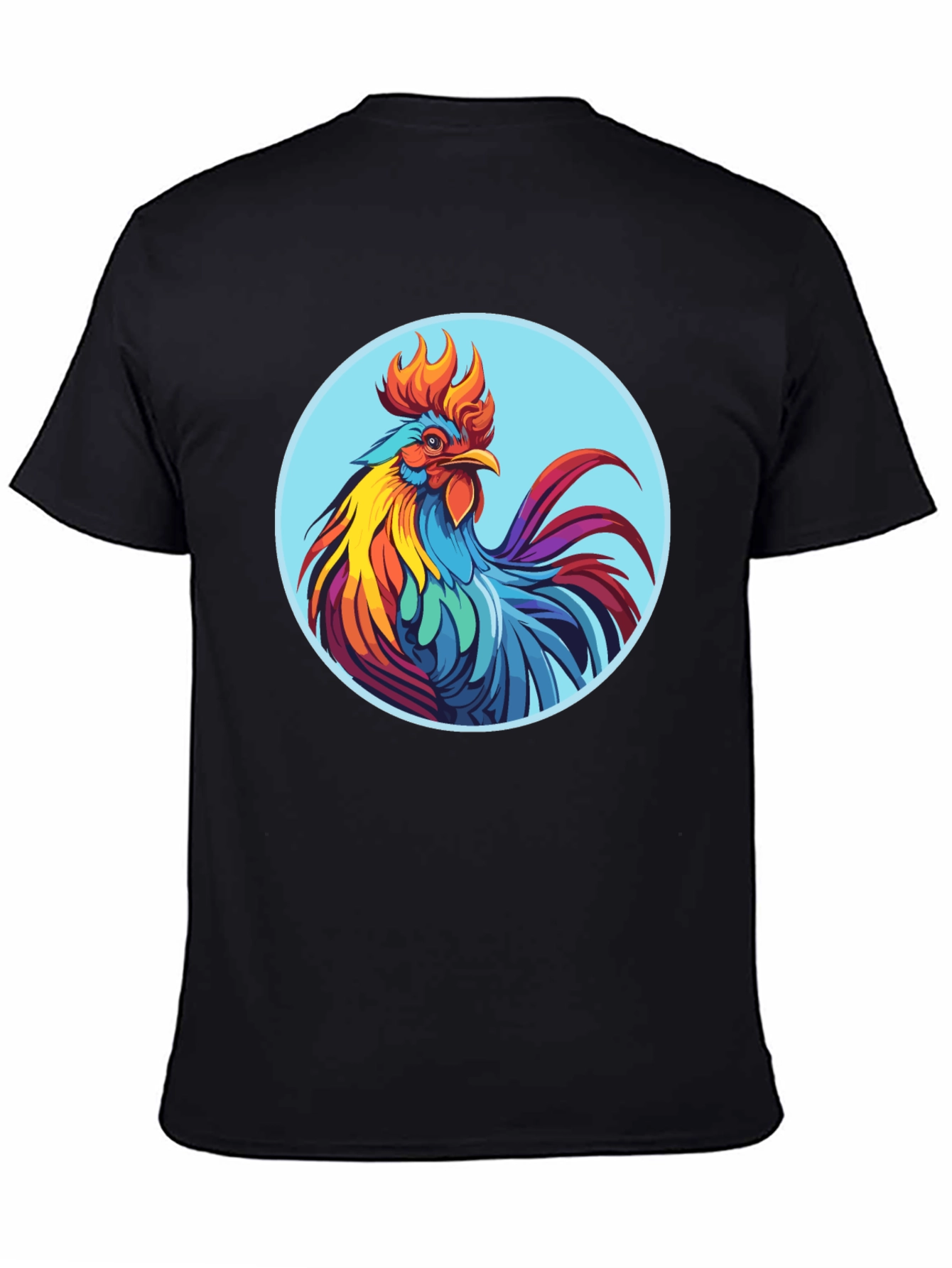 Black Rooster Graphic Tee - Bold Black Cotton T-Shirt view 4