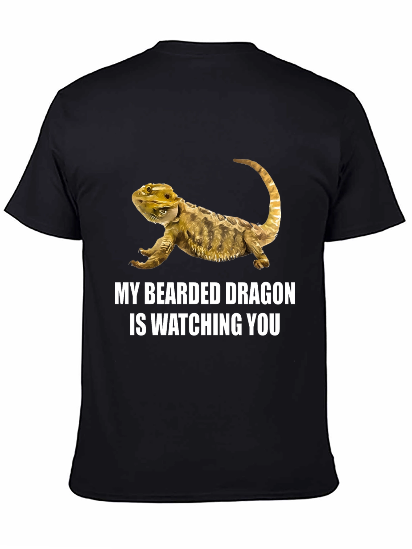 Black Bearded Dragon Watching You Graphic T-Shirt view 4