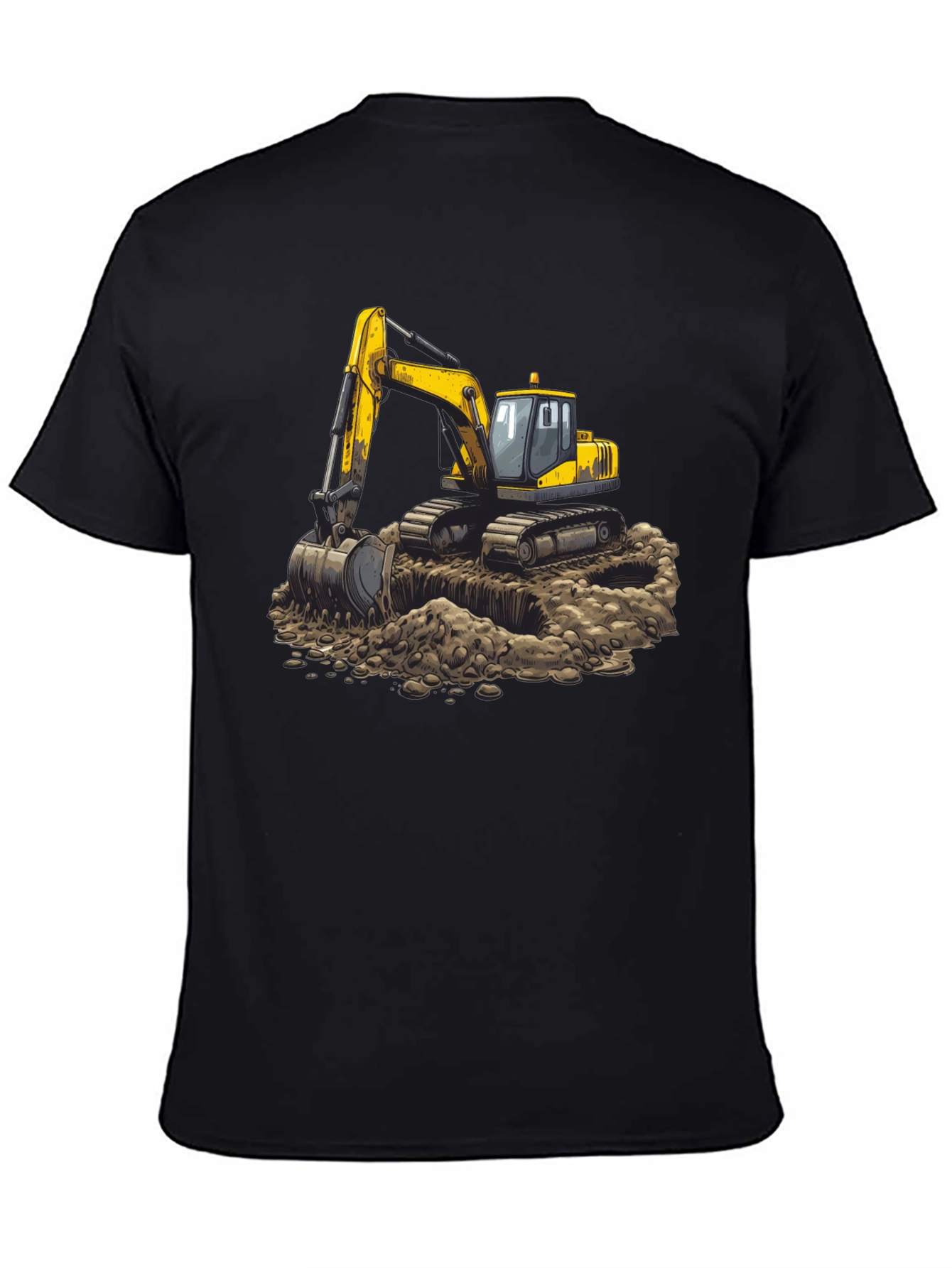 Black Excavator Graphic Tee - Construction Crew Shirt view 4