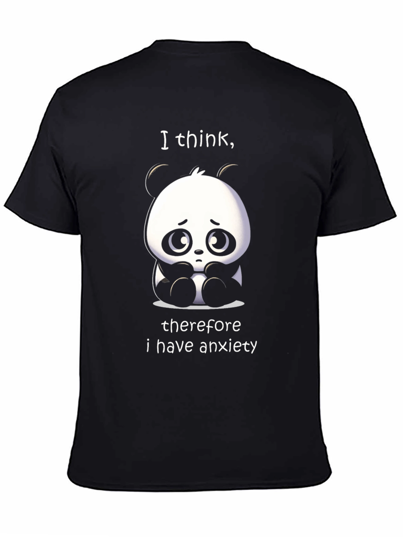 Black Anxiety Panda T-Shirt - Funny Graphic Tee view 4