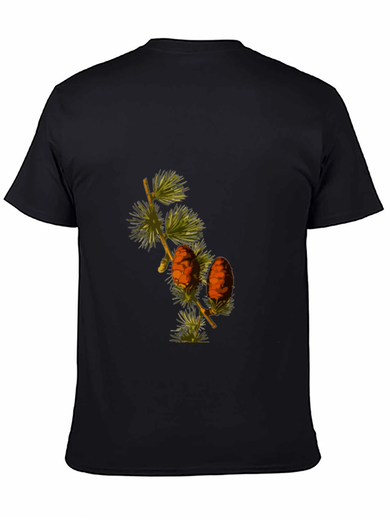 Black Botanical Pine Cone Graphic Tee - Nature Inspired T-Shirt view 4