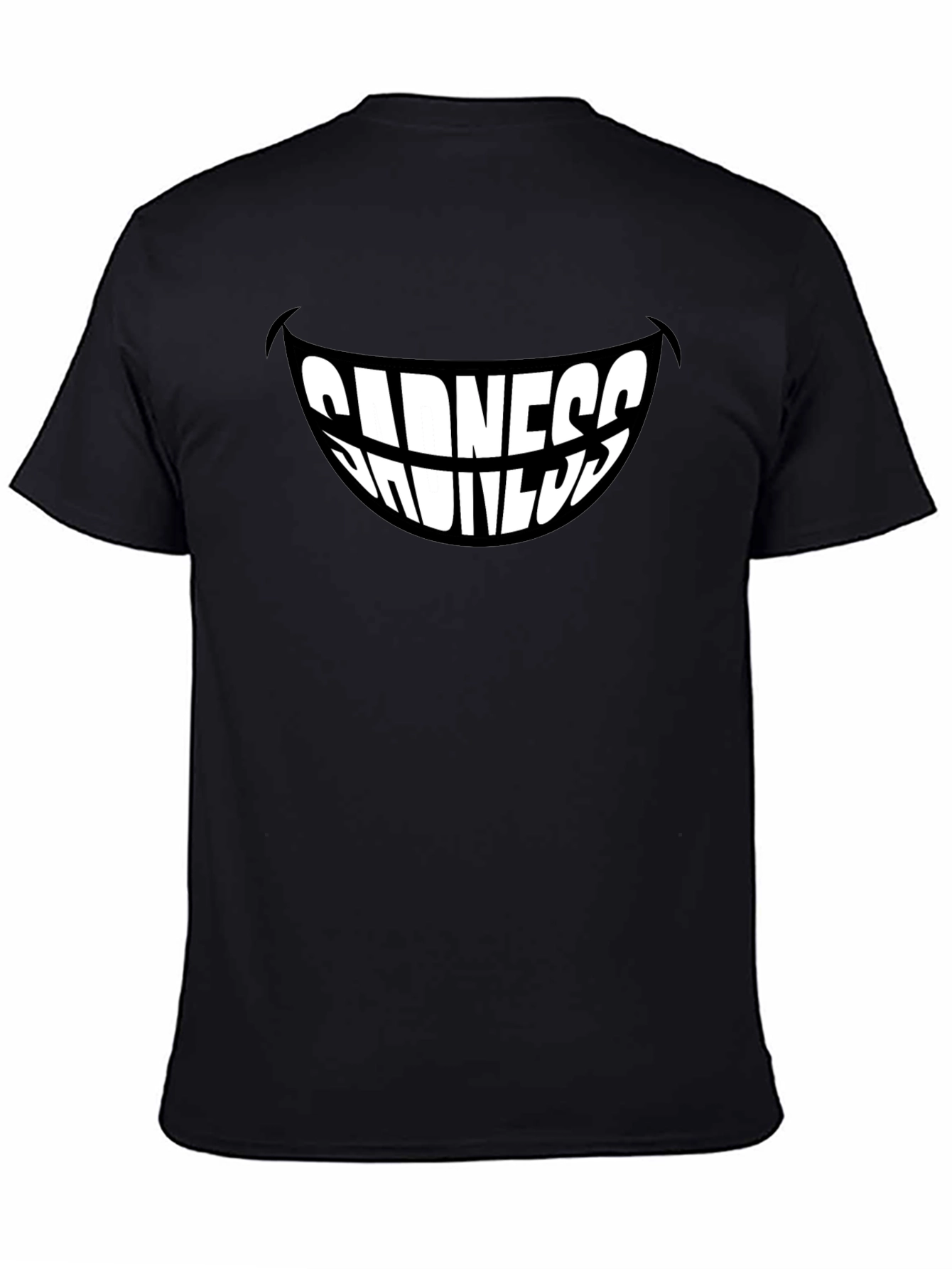 Black Sadness Smiles Graphic T-Shirt - Black, Stylish Men's Tee view 4