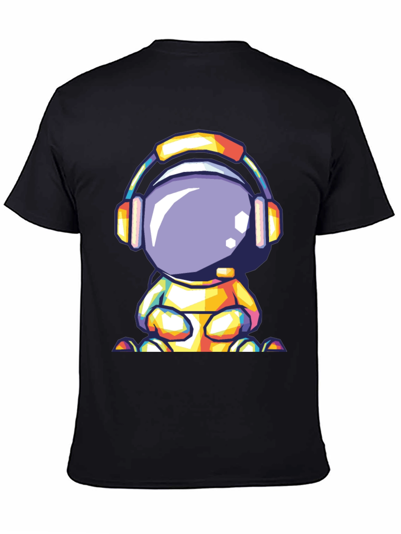 Black Astronaut Headphone Graphic Tee view 4