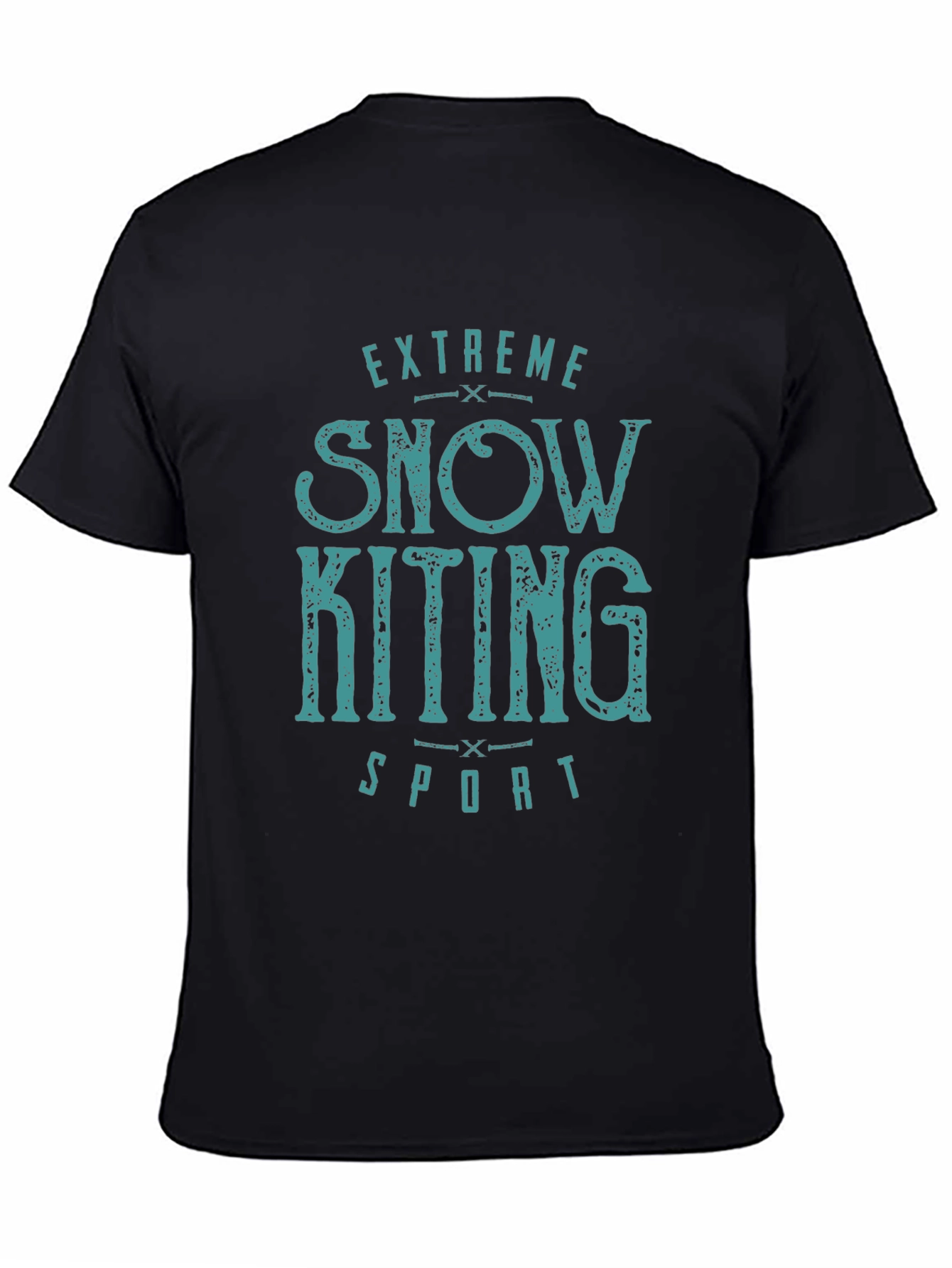 Black Extreme Snow Kiting Sport T-Shirt view 4