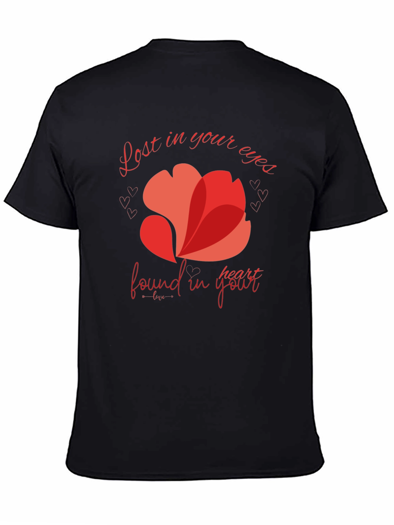 Black Romantic Heart Valentine's Day T-Shirt view 4