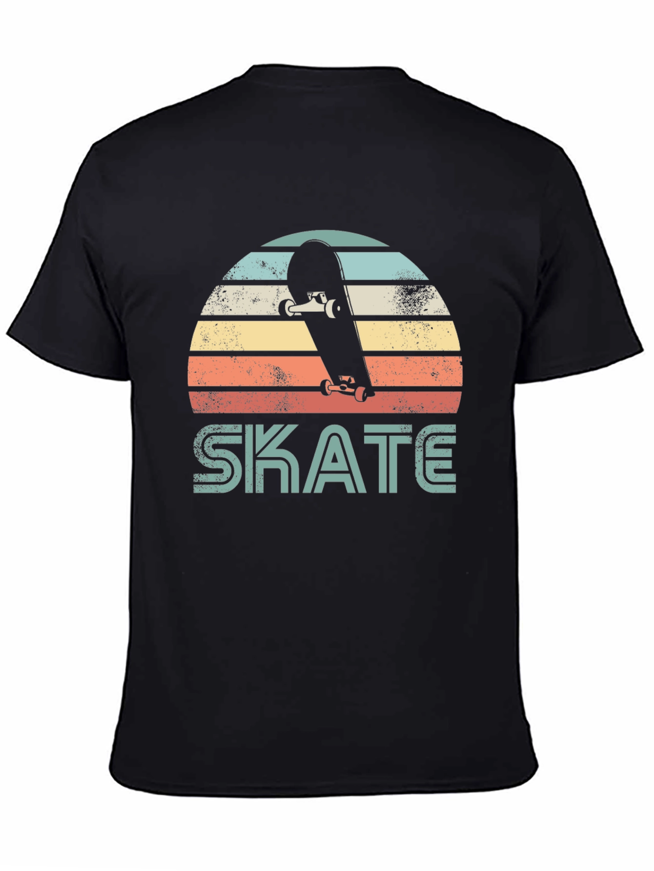 Black Retro Skate T-Shirt - Vintage Style Skateboard Tee view 4