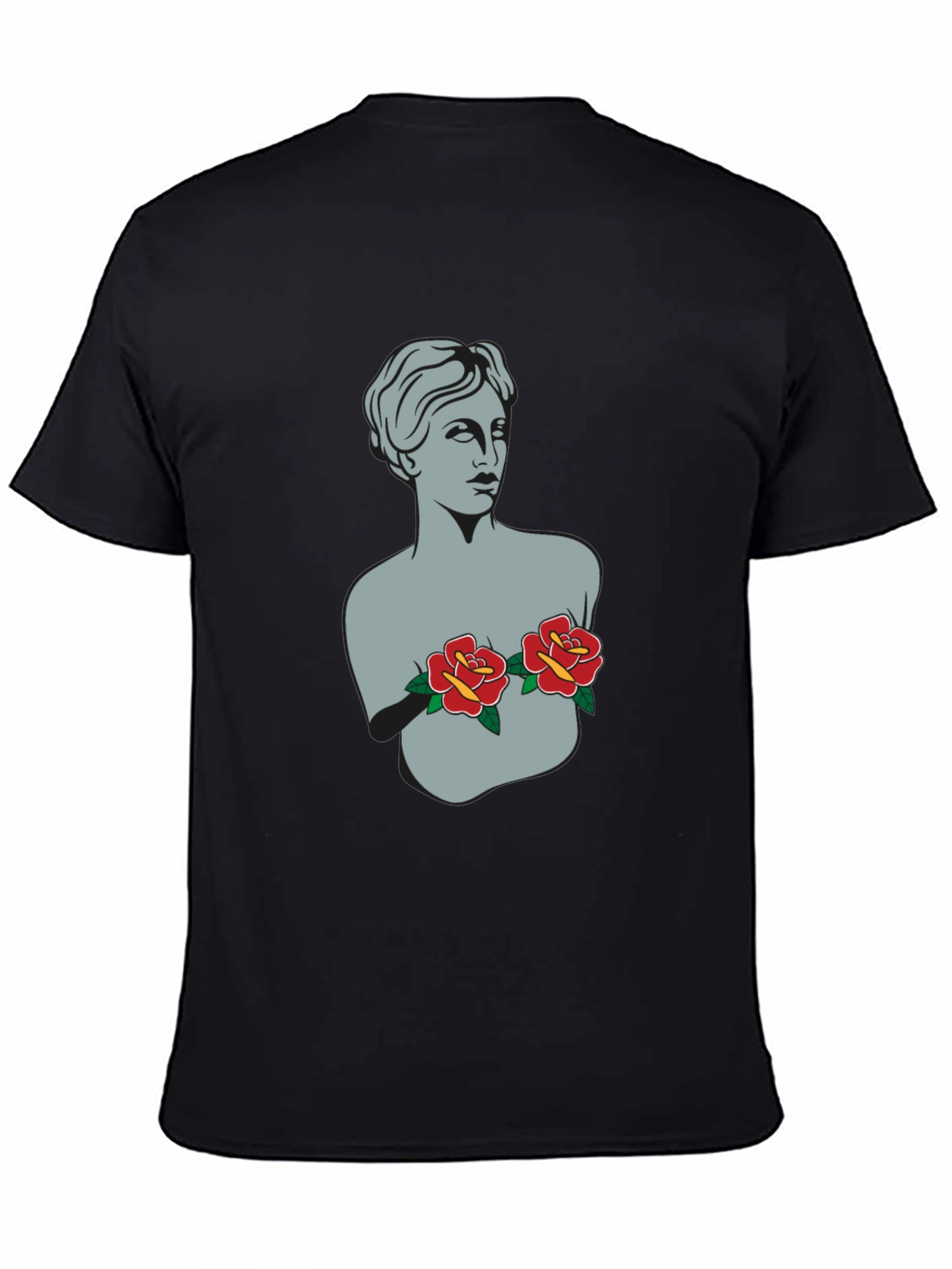 Statue Bust with Roses Graphic Tee - 4