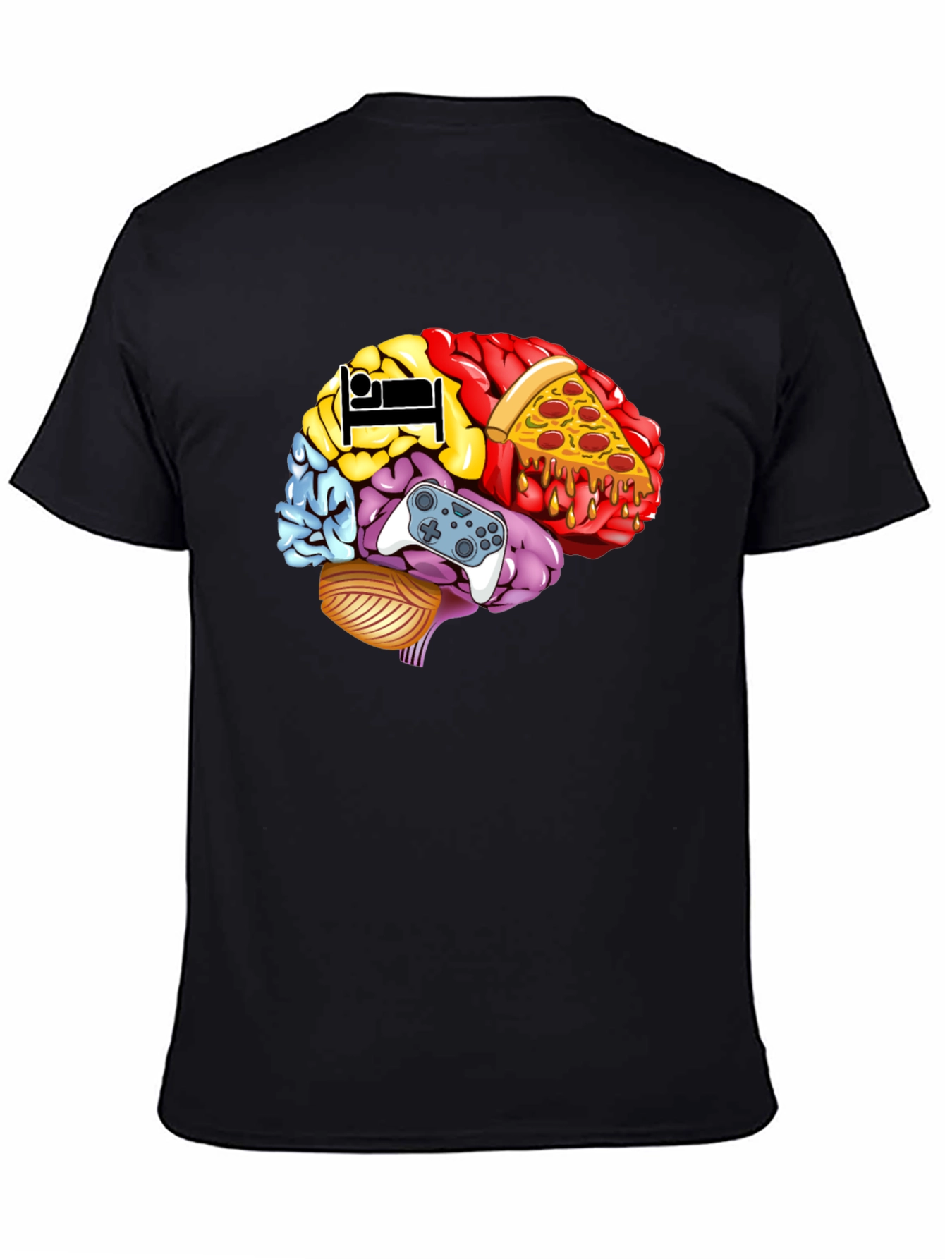 Black Brain Food Gamer T-Shirt - Men's Black Graphic Tee view 4