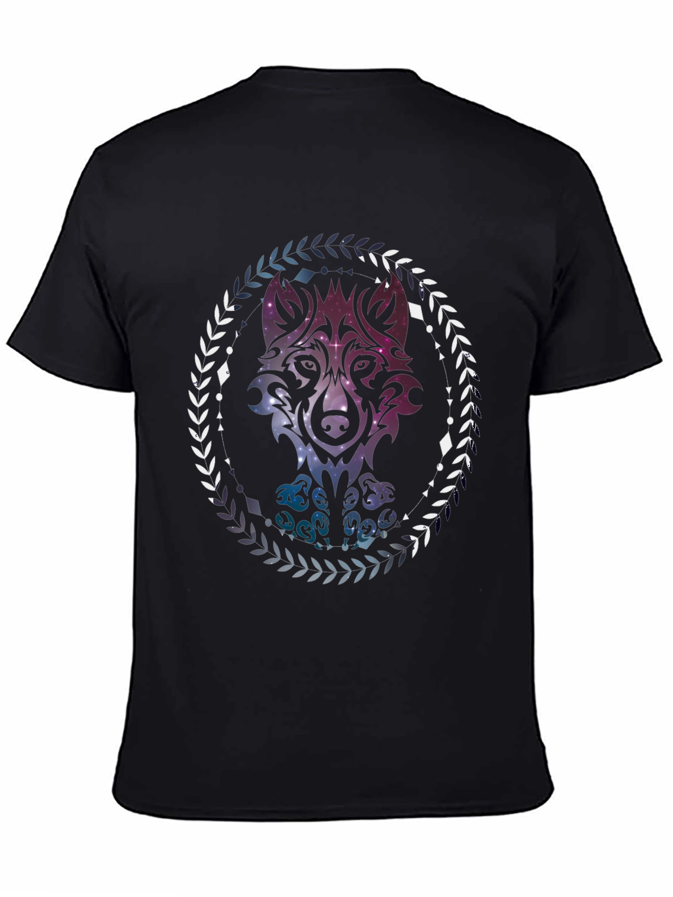 Black Wolf Galaxy T-Shirt - Artistic Graphic Tee view 4