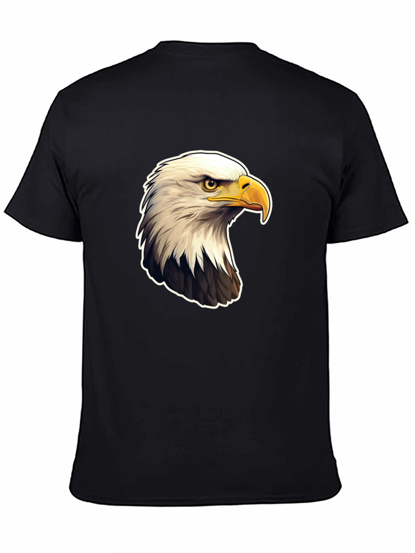 Black Bald Eagle Graphic Print Black T-Shirt view 4