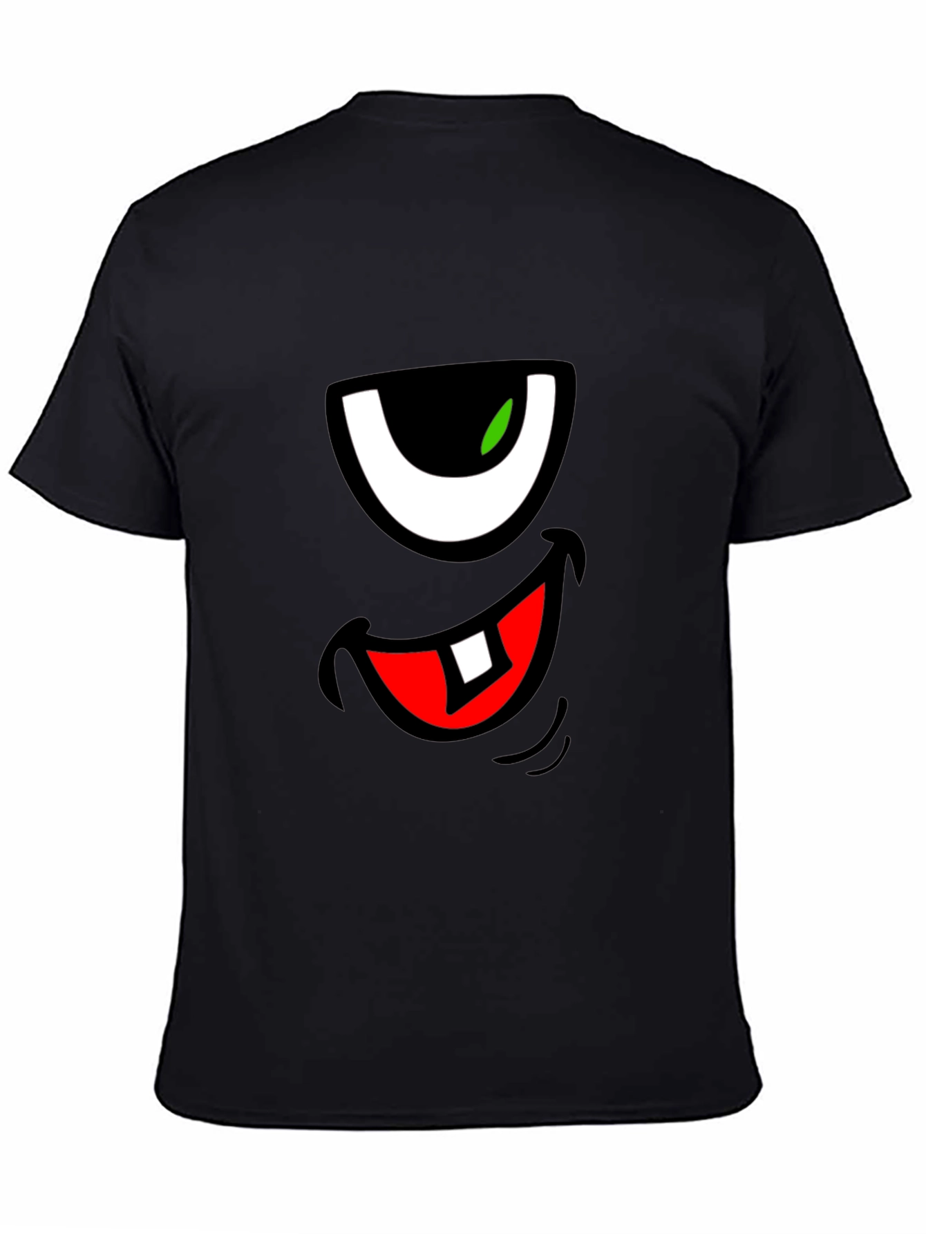 Black Funny Monster Face Graphic T-Shirt view 4