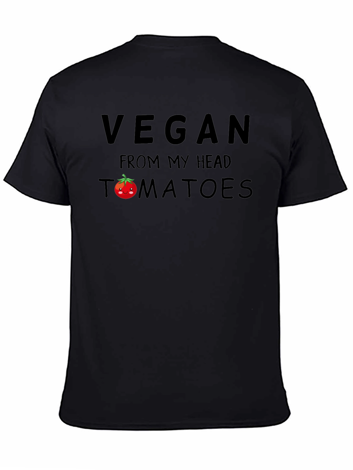Black Vegan From My Head Tomatoes Funny T-Shirt view 4