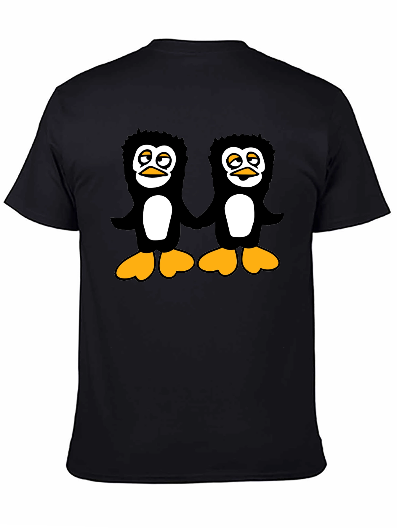 Black Penguin Pals Black T-Shirt - Fun Graphic Tee view 4