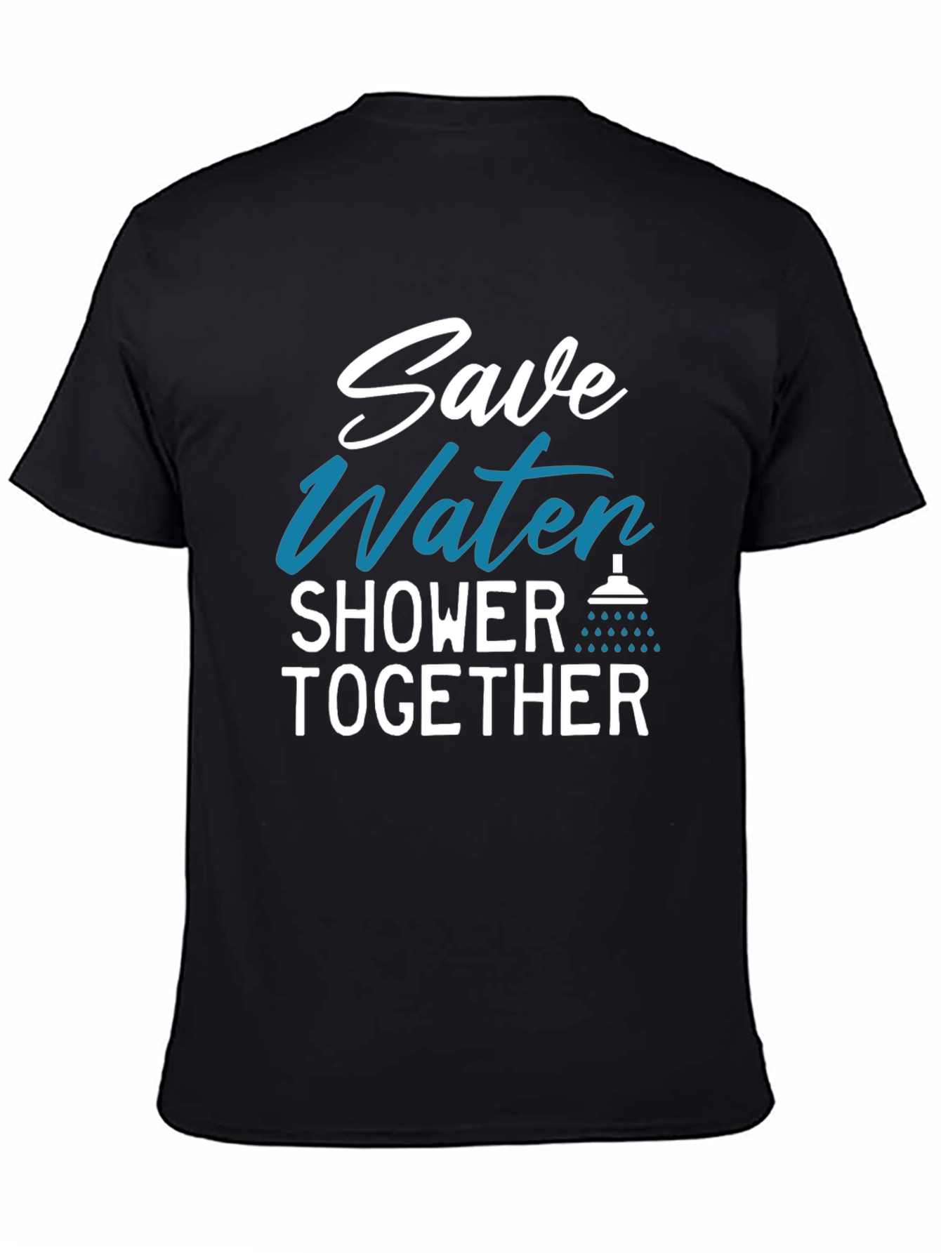 Black Save Water Shower Together Graphic Tee view 4