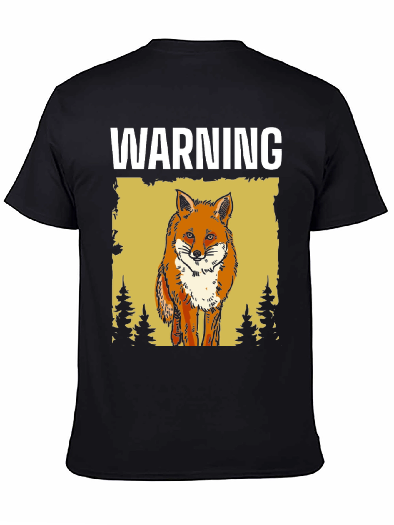 Black Warning Fox Graphic T-Shirt - Nature Lover Tee view 4