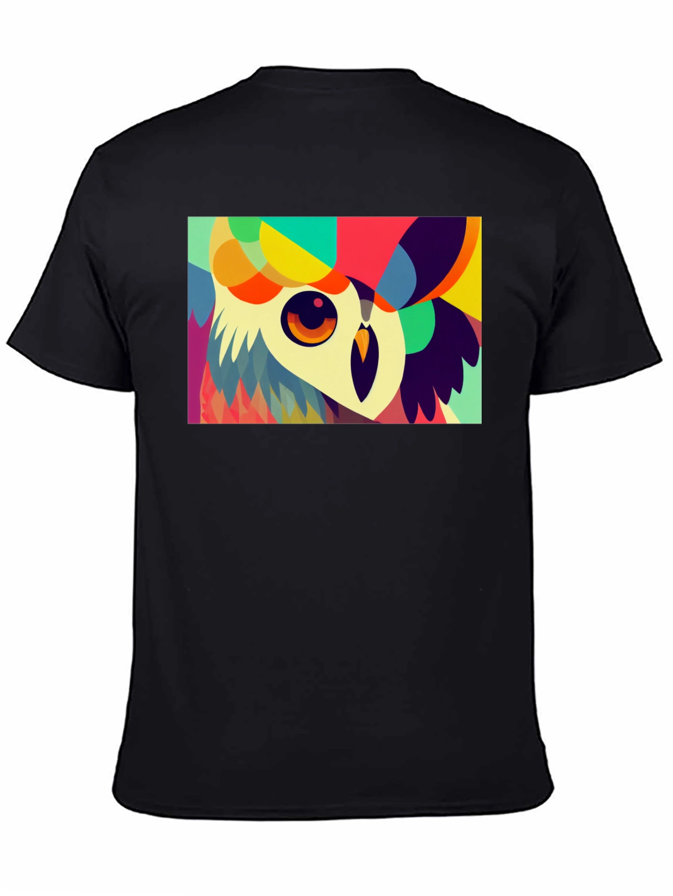 Black Abstract Owl Graphic Tee - Unique Colorful Design view 4