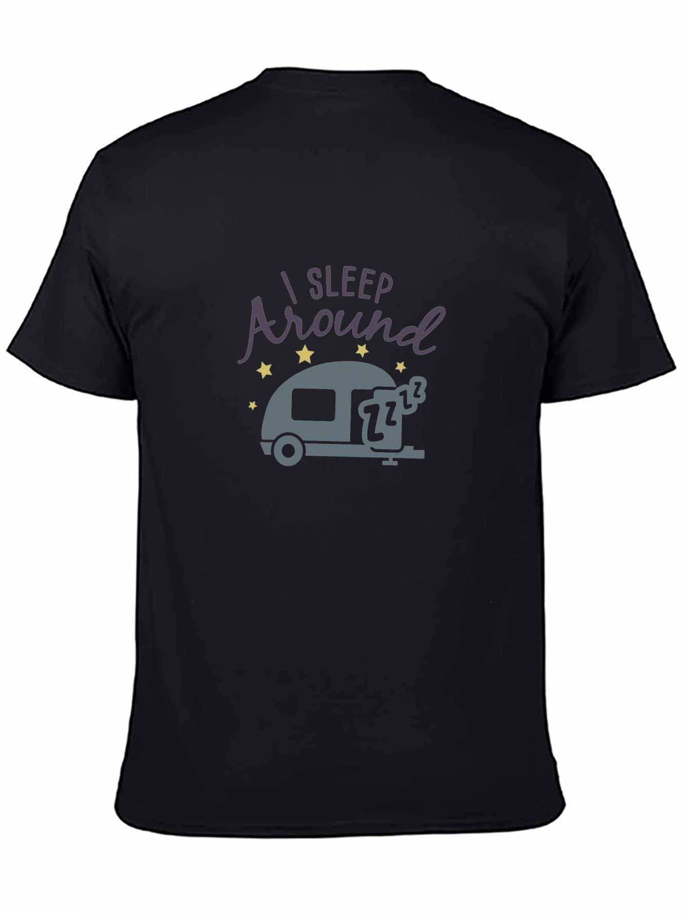 Black I Sleep Around T-Shirt - Camping Humor Tee view 4