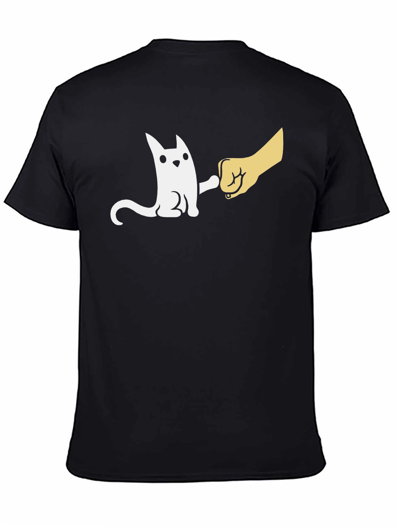 Black Cute Cat Fist Bump Graphic Black T-Shirt view 4