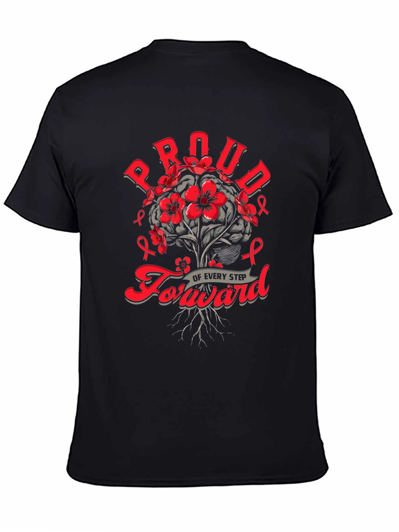 Black Proud Forward T-Shirt - Brain Cancer Awareness view 4
