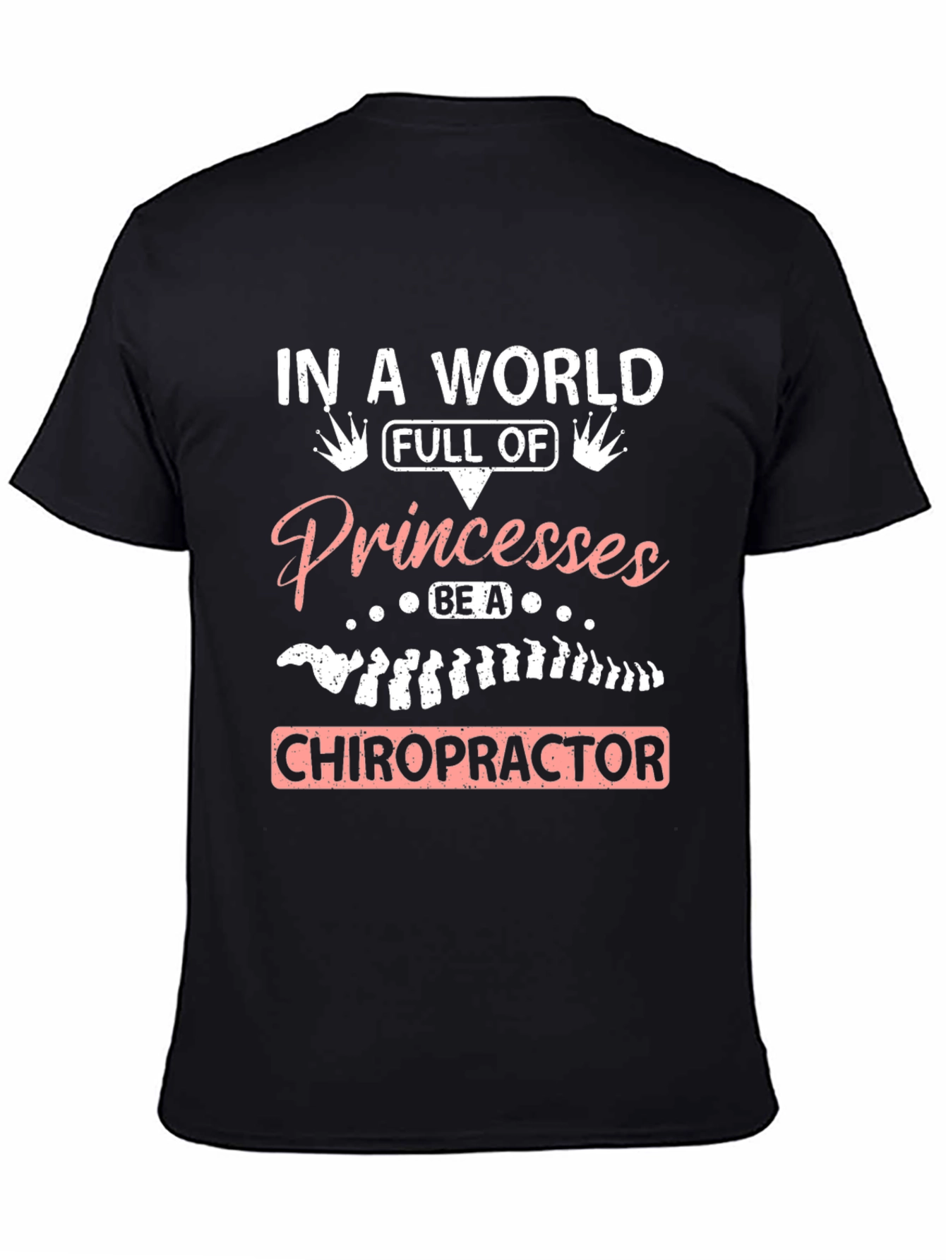 Black Chiropractor Princesses Graphic Tee - Black Cotton T-Shirt view 4