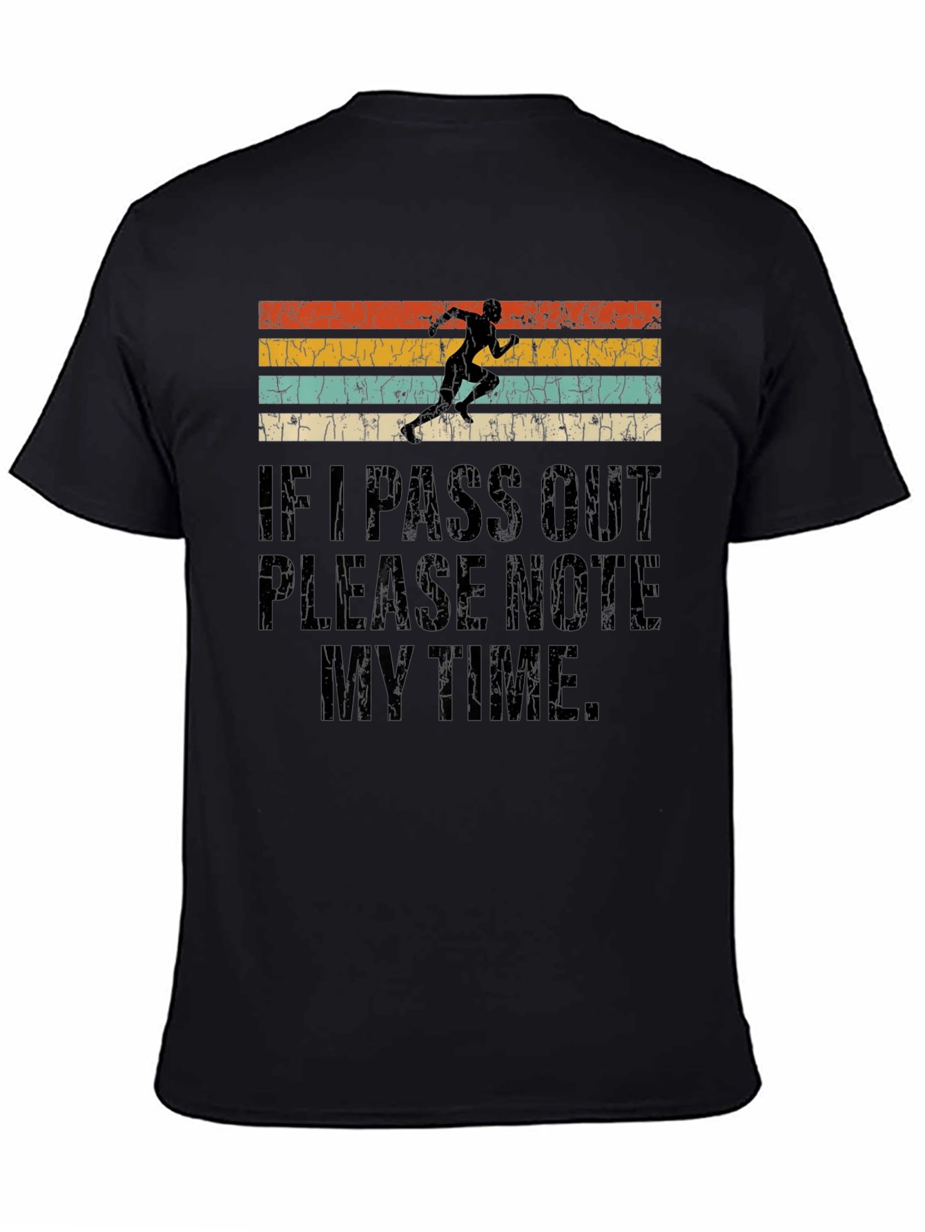 Black Funny Runner's T-Shirt - Note My Time view 4