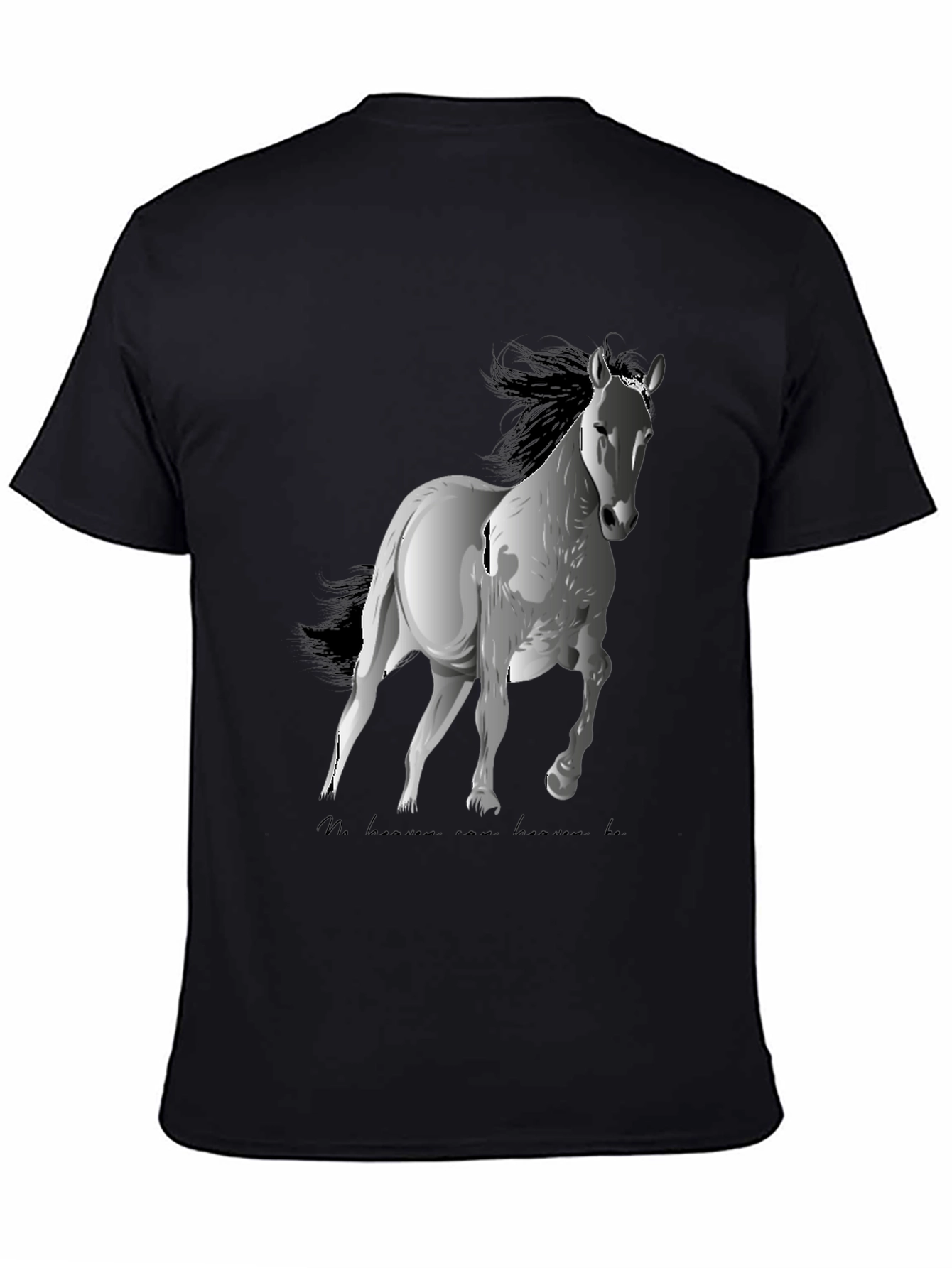 Black Horse Graphic Tee - Black Cotton Blend, Stylish Casual Wear view 4