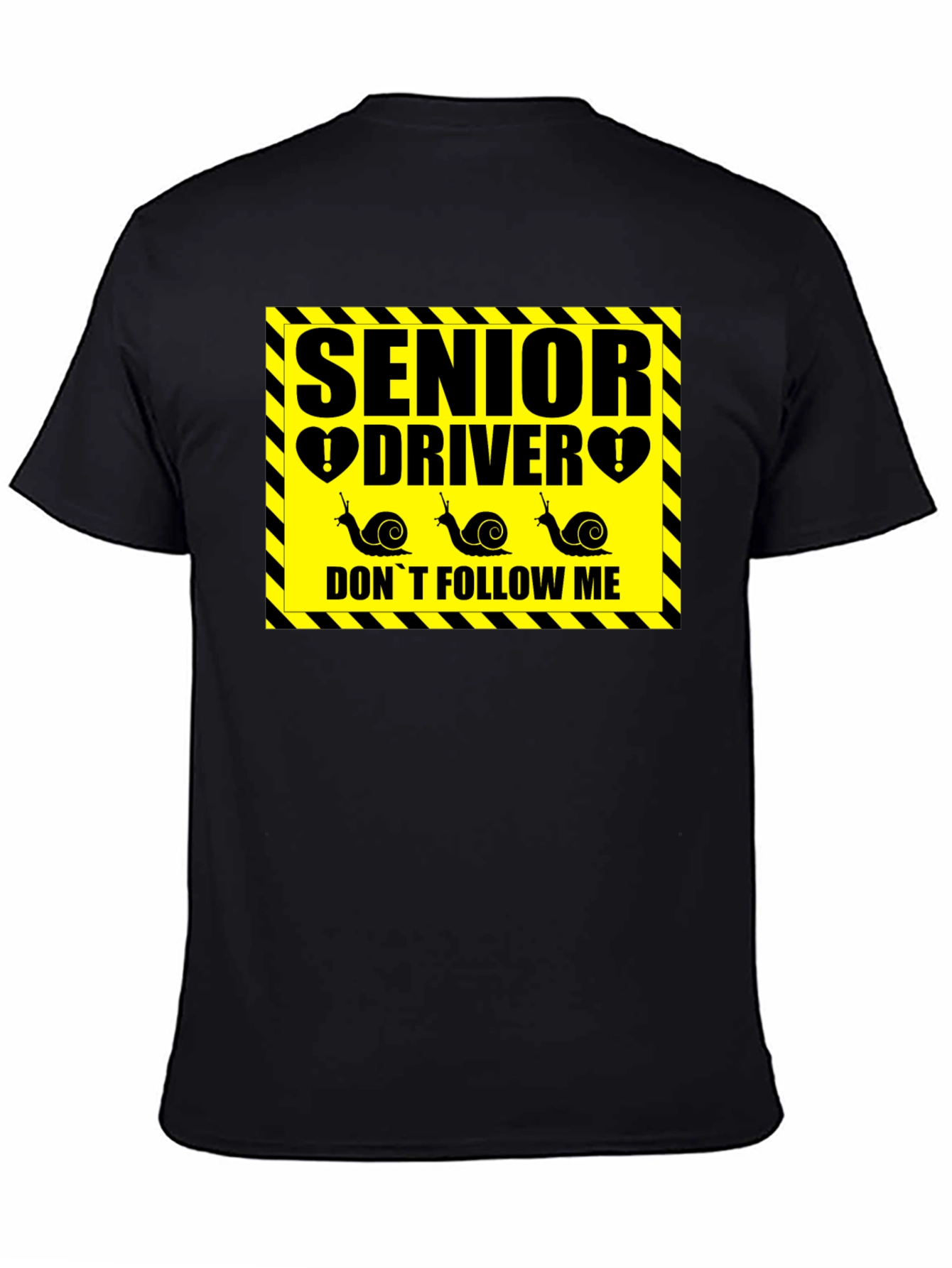 Black Senior Driver Funny Snail Graphic Novelty T-Shirt view 4