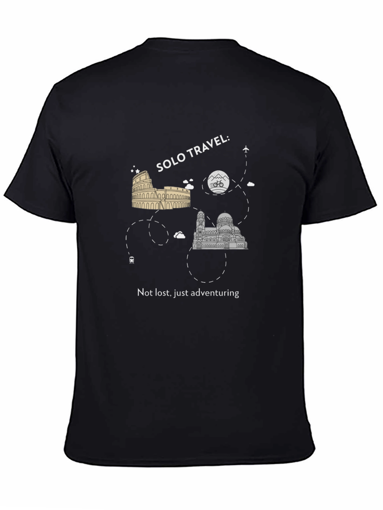Black Solo Travel Adventure T-Shirt view 4