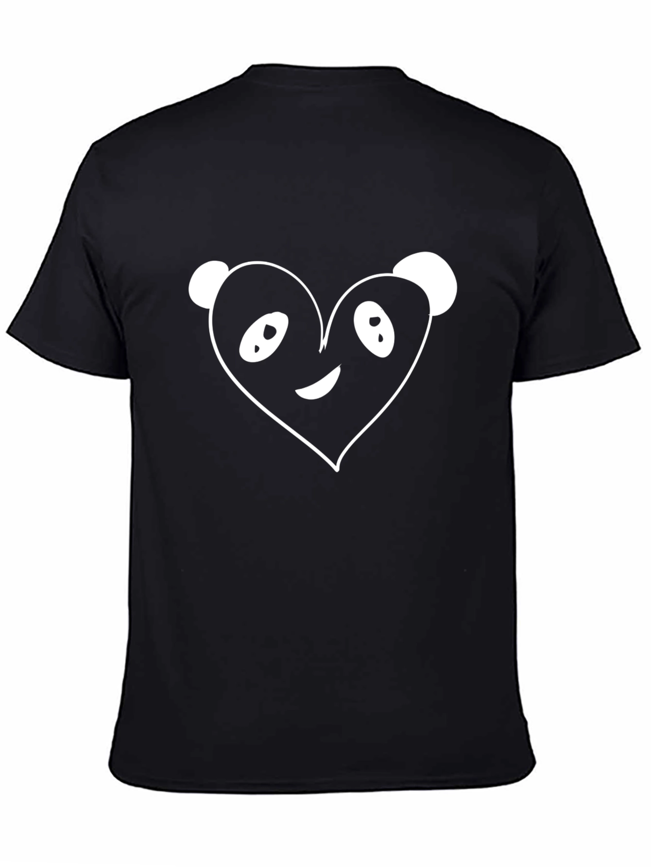 Black Cute Panda Heart Graphic Tee - Black Cotton Blend view 4