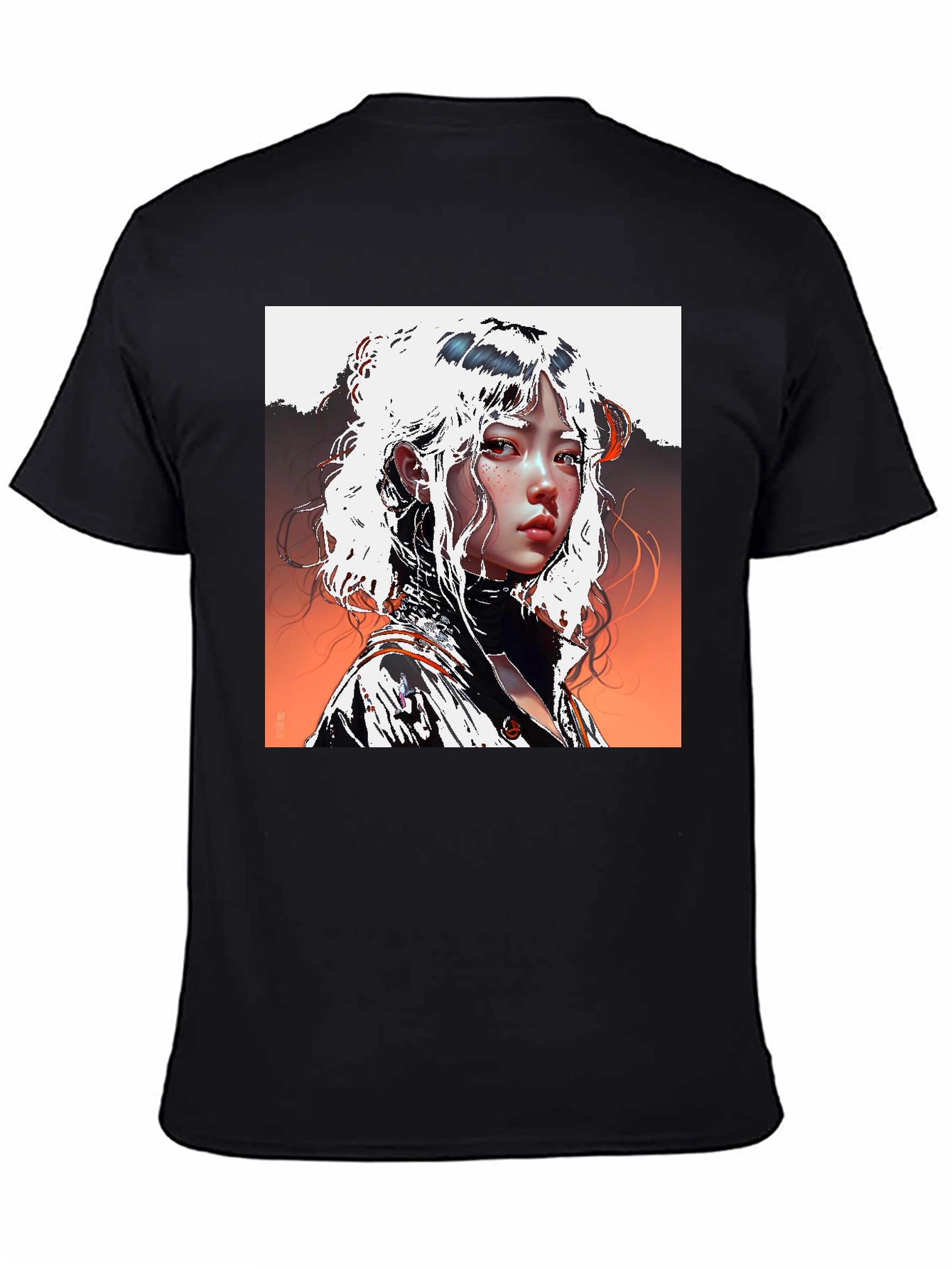 Black Anime Portrait Graphic Tee - Unisex Black T-Shirt view 4