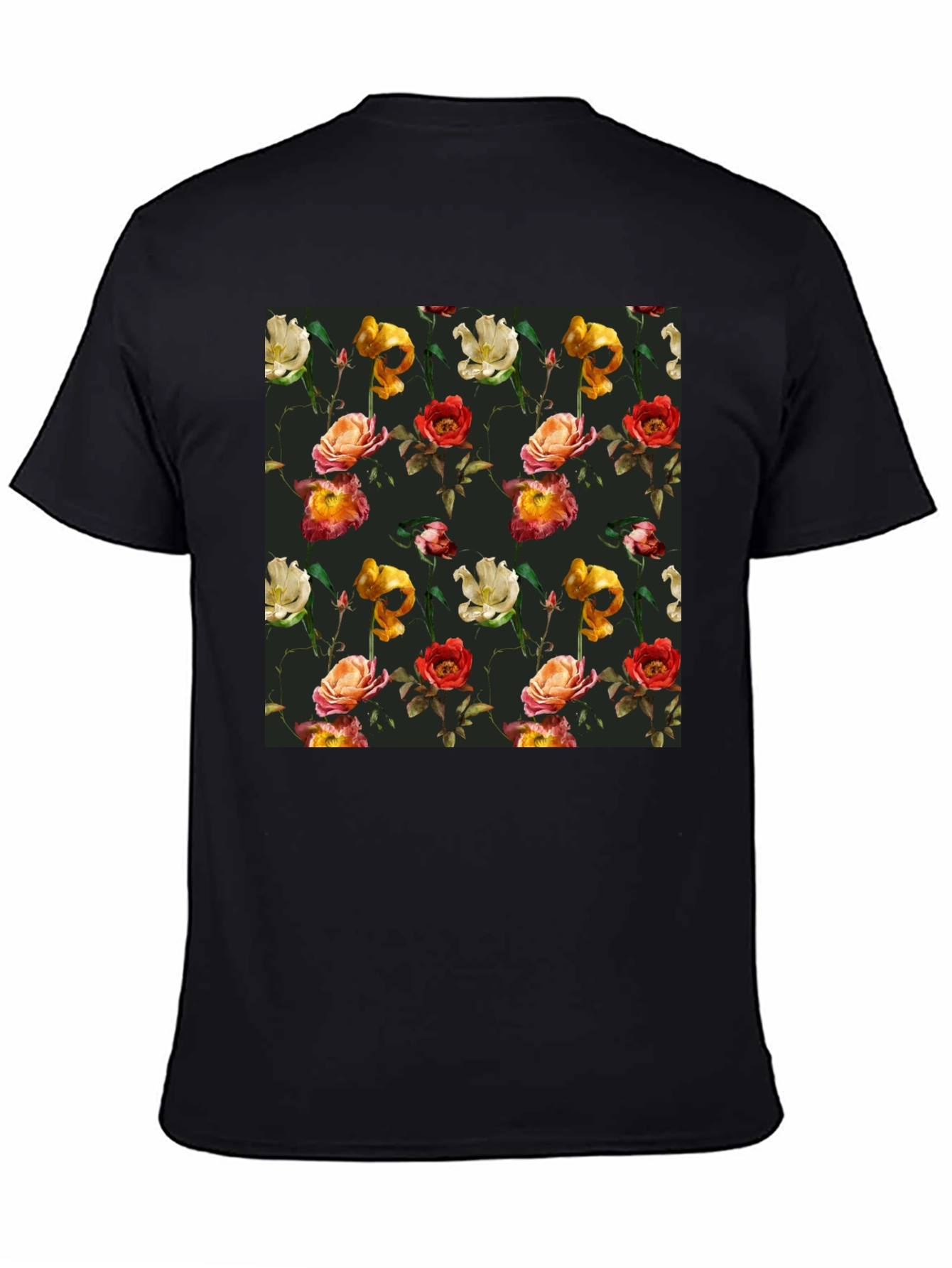 Black Floral Print Black T-Shirt view 4
