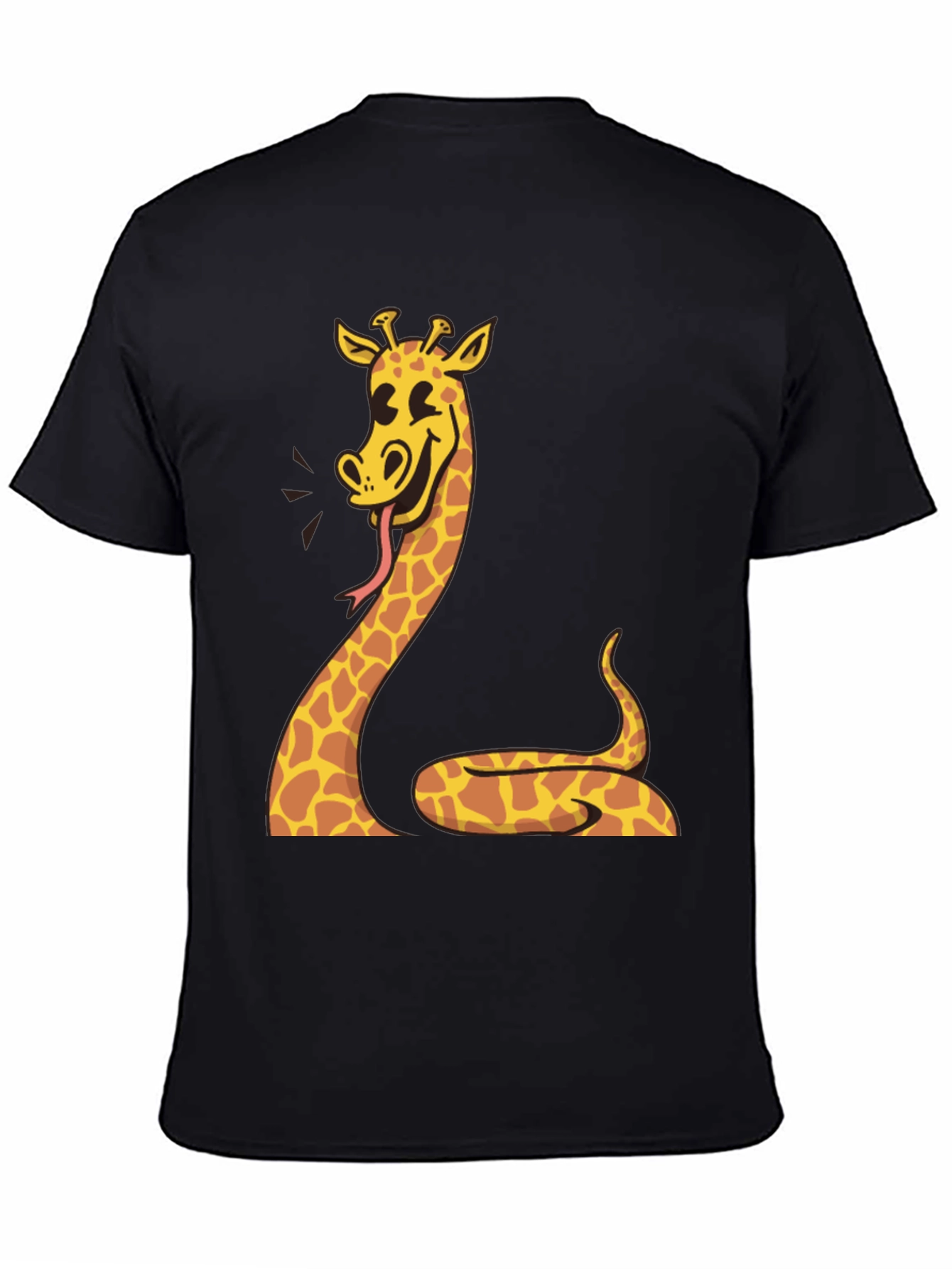 Black Giraffe Snake Graphic Tee - Unique Men's Black T-Shirt view 4