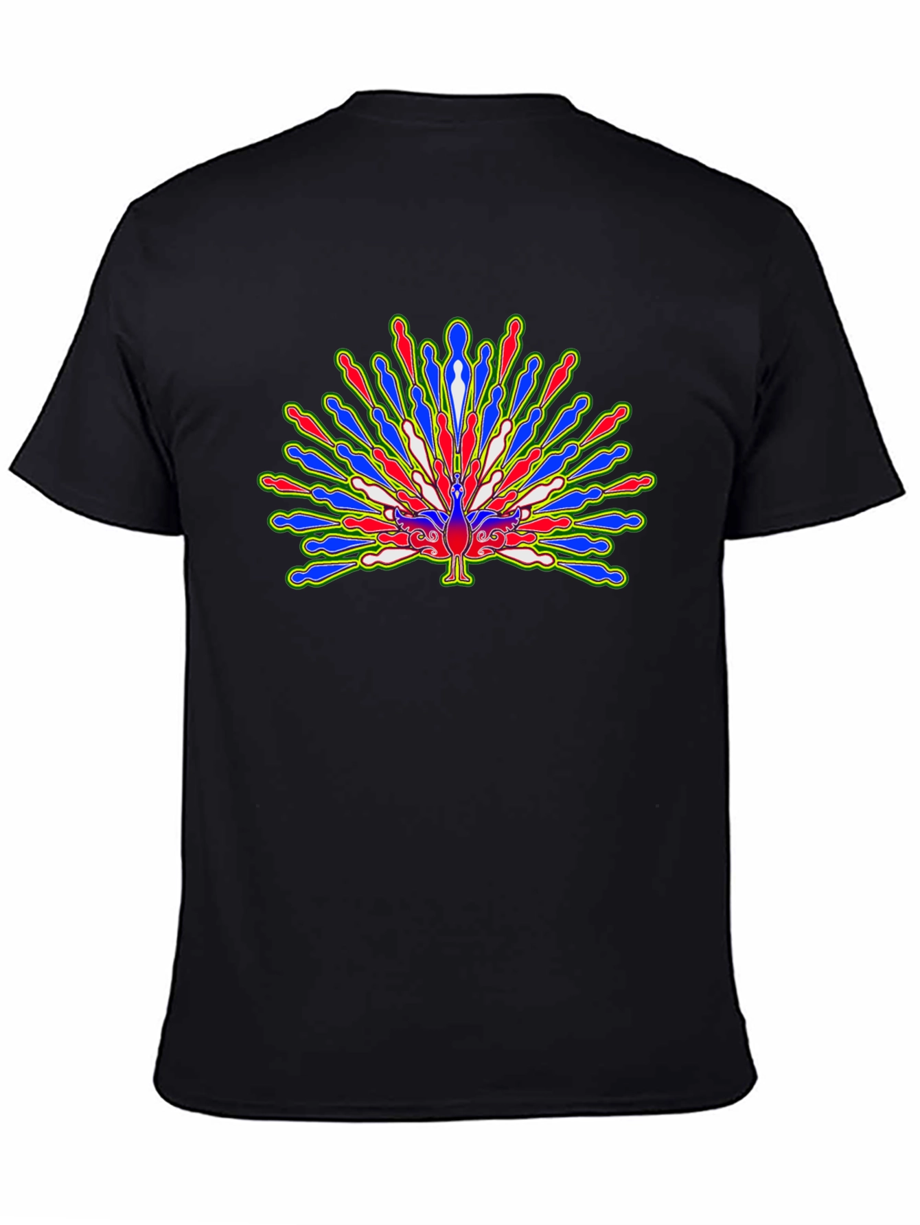 Black Peacock Graphic Print Black T-Shirt view 4