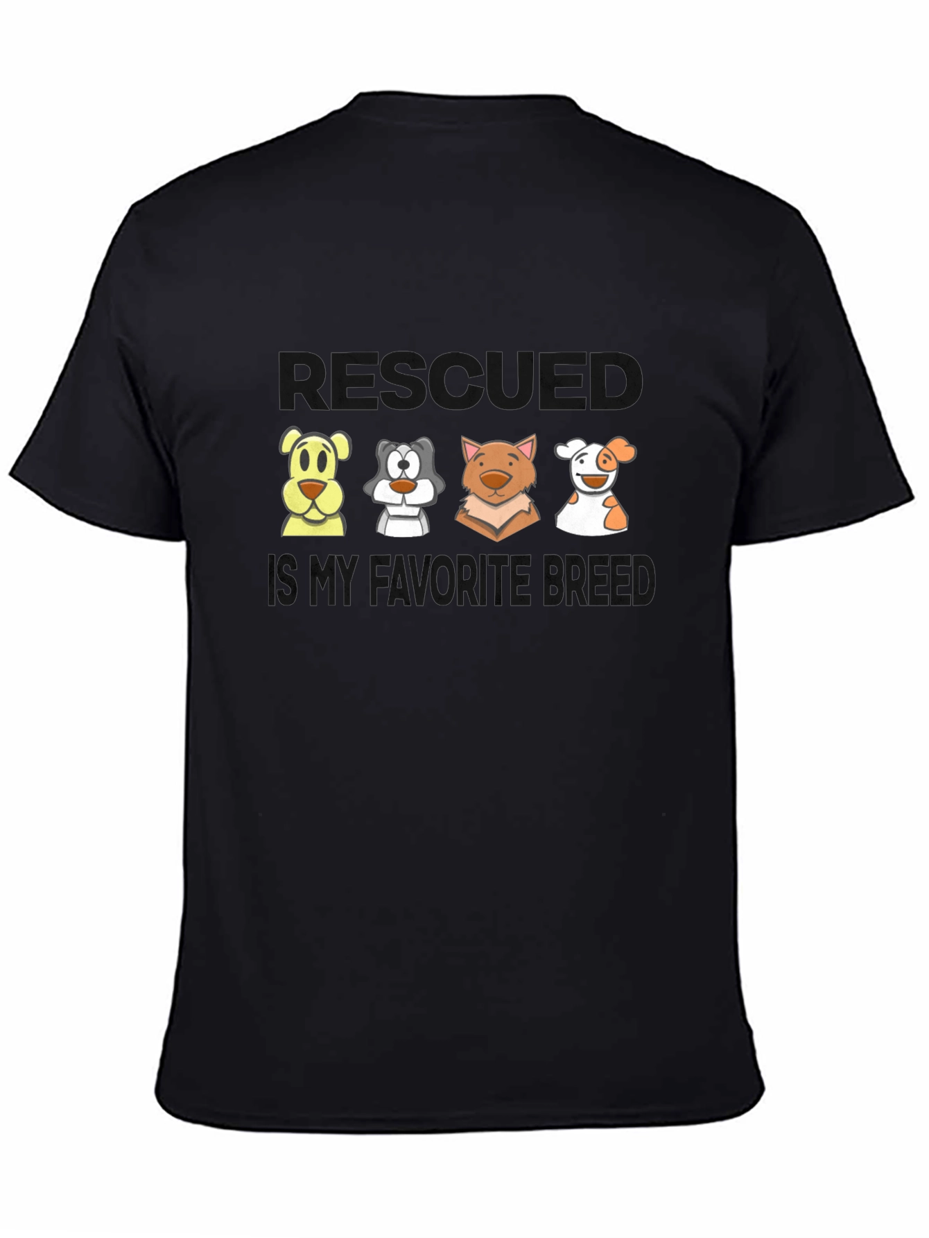 Black Rescued is My Favorite Breed T-Shirt view 4