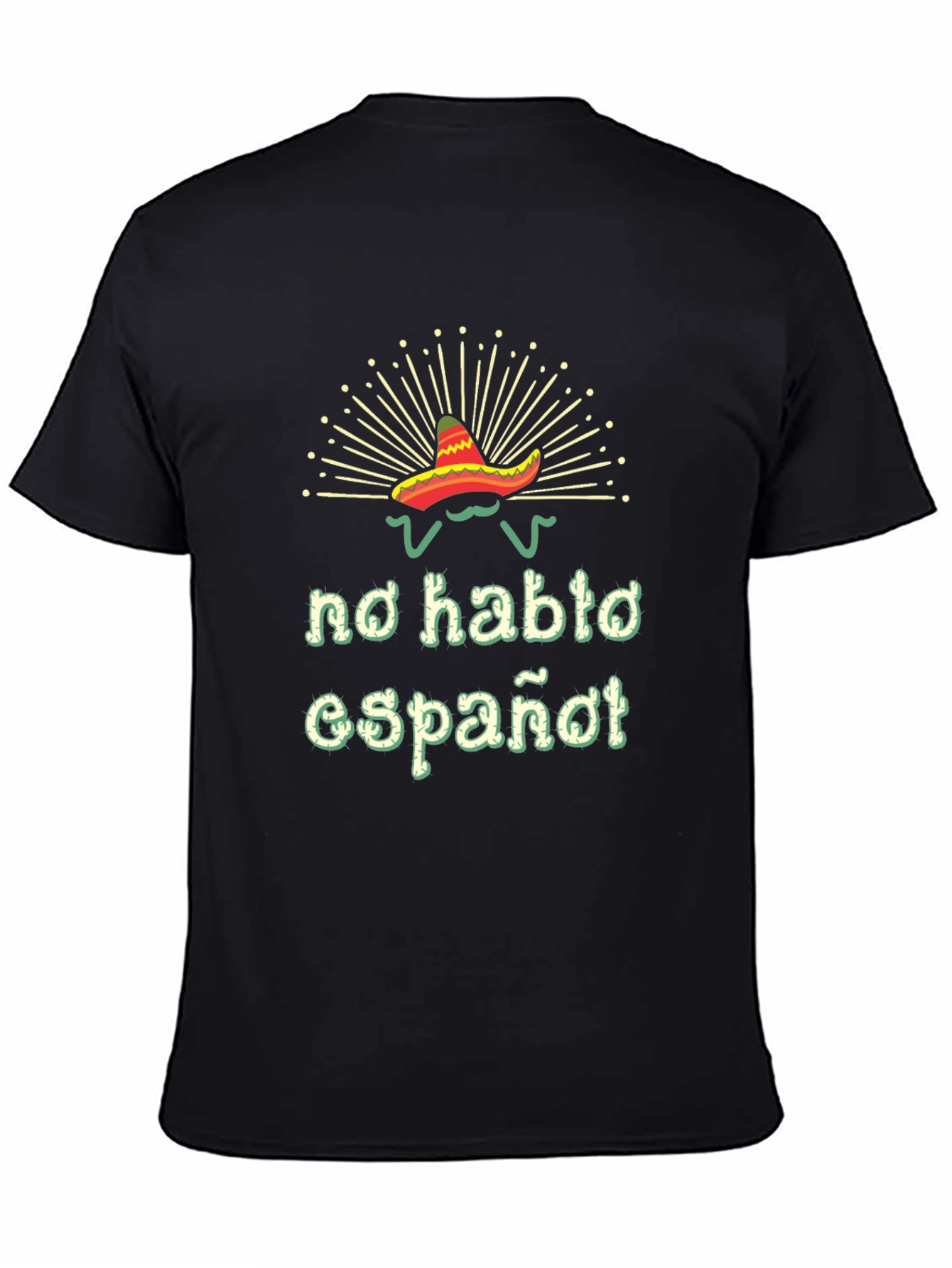 Black No Hablo Español T-Shirt - Funny Cinco De Mayo Tee view 4