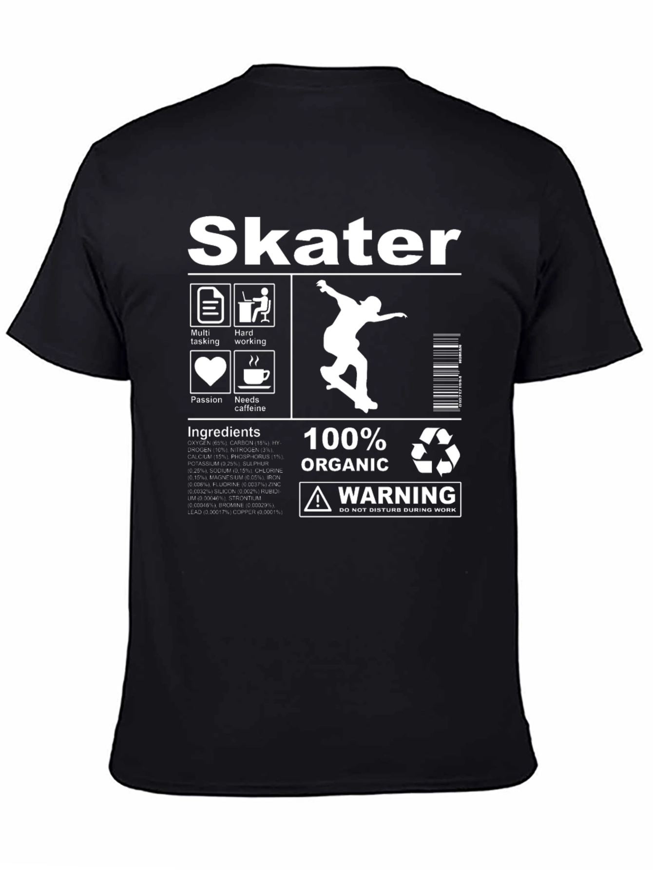Black Skater Organic Cotton Graphic T-Shirt view 4