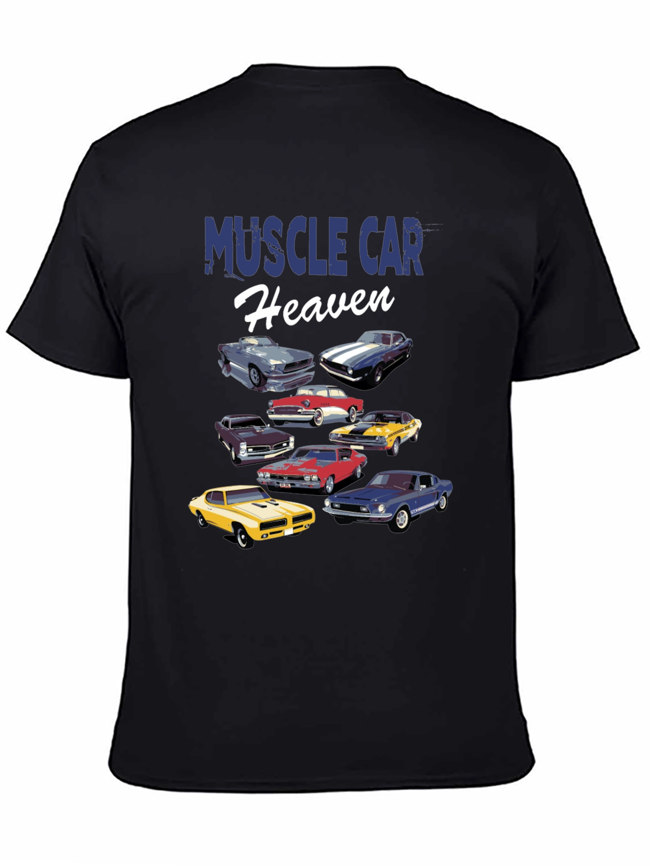 Black Muscle Car Heaven Graphic Tee view 4