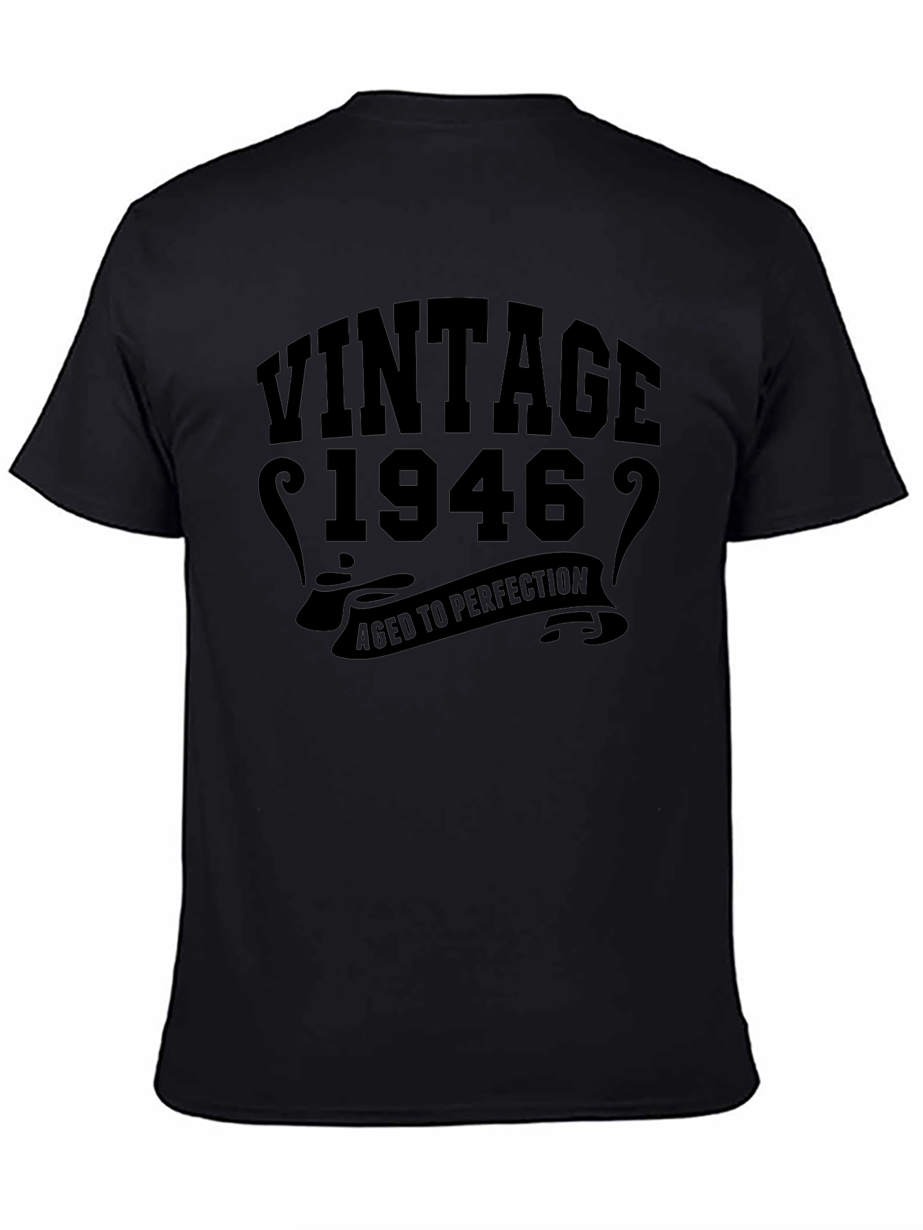 Black Vintage 1946 Aged to Perfection Graphic T-Shirt view 4