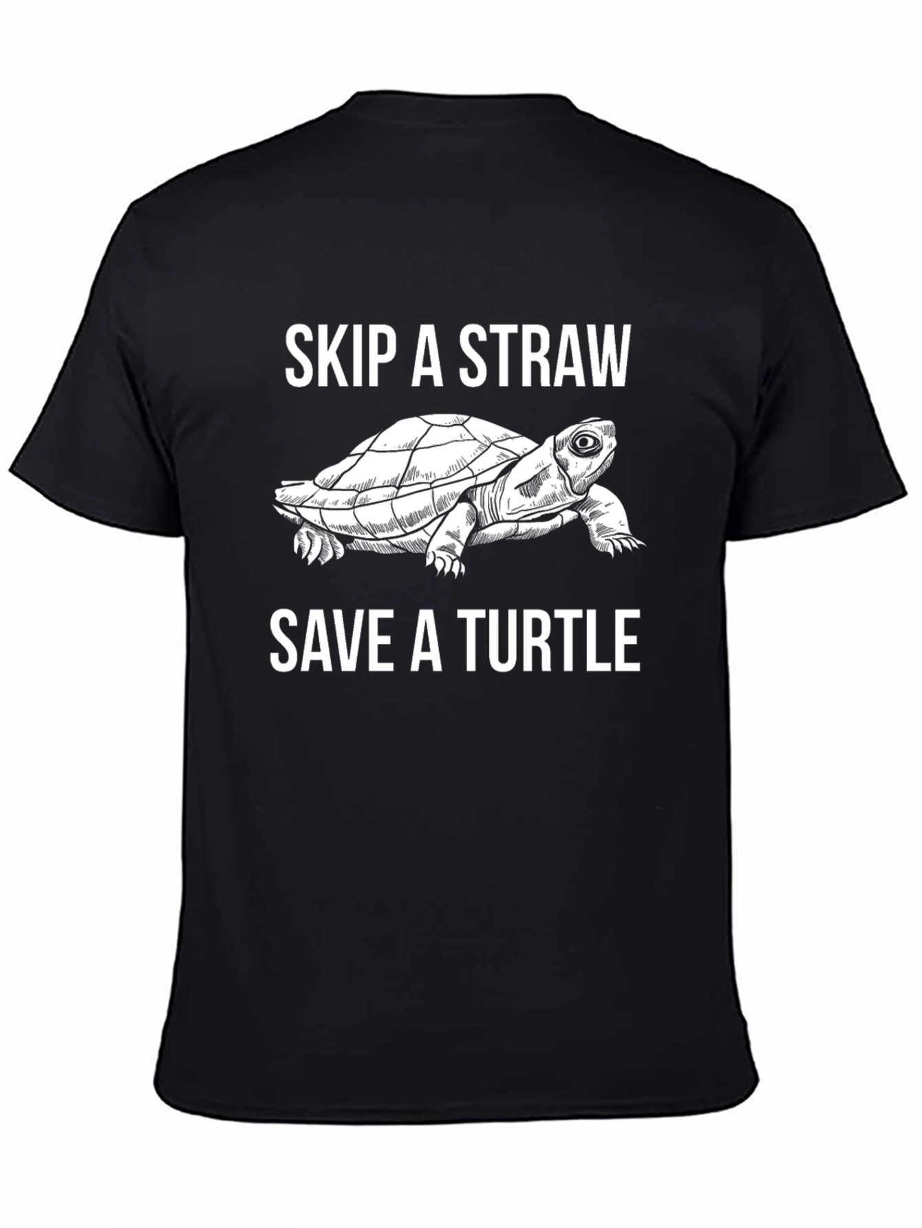 Black Skip a Straw Save a Turtle Graphic Tee view 4