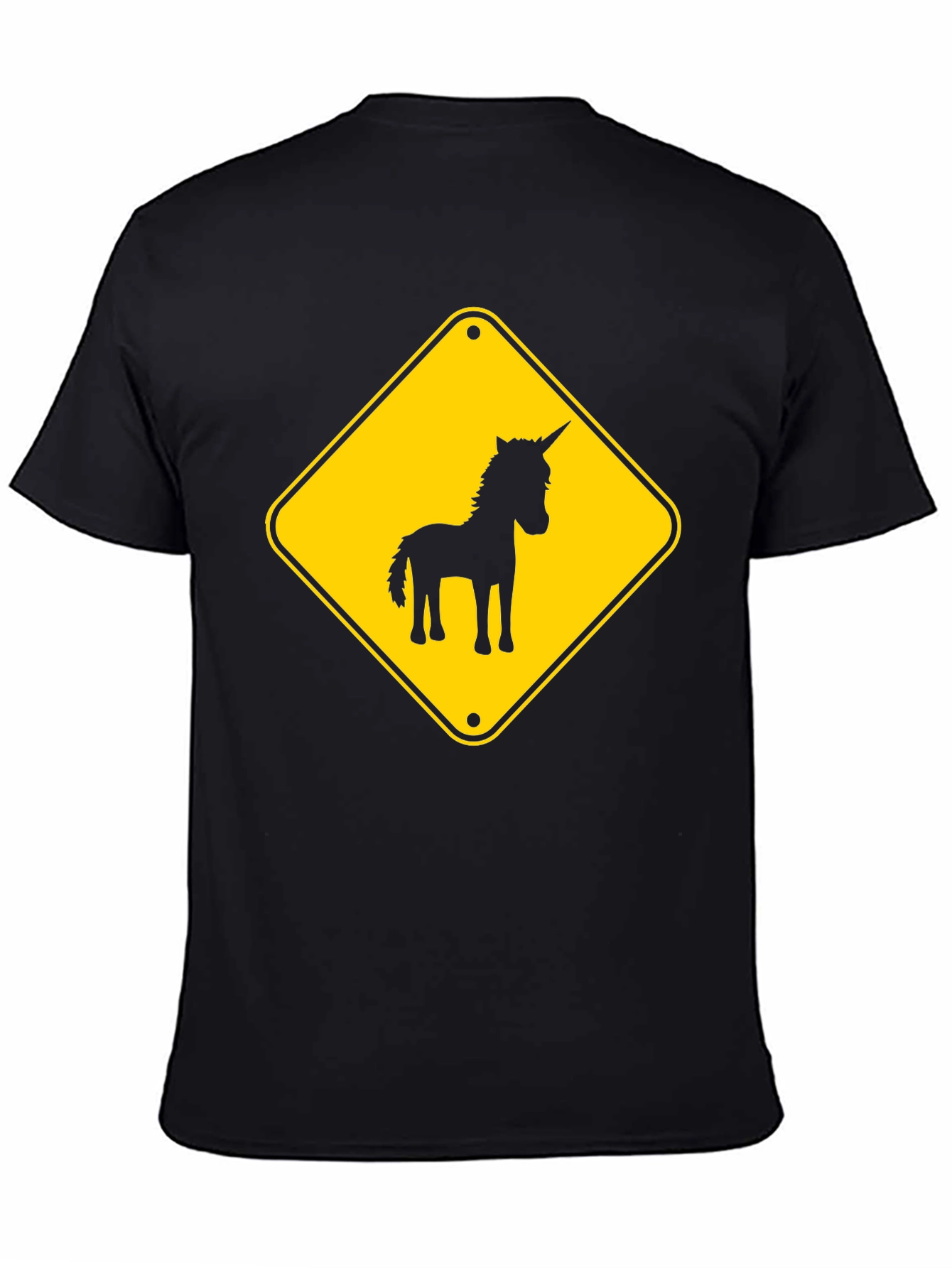 Black Unicorn Crossing T-Shirt - Black Novelty Tee view 4