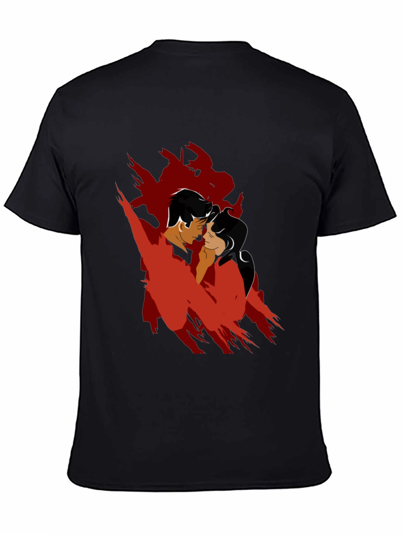 Black Romantic Silhouette Graphic Tee - Black Cotton Blend view 4