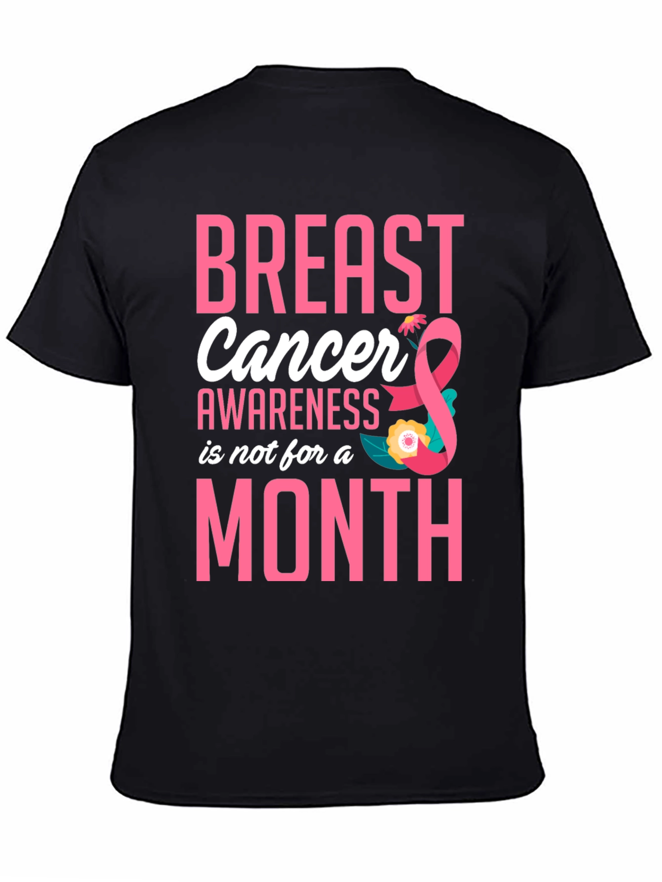 Black Breast Cancer Awareness T-Shirt view 4